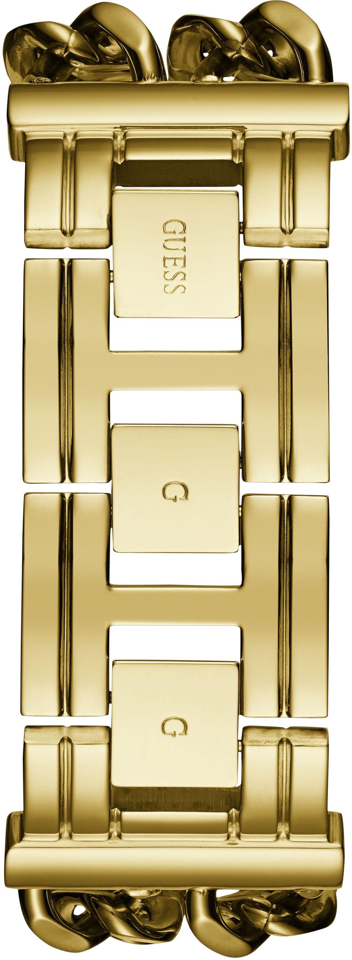 Guess Quarzuhr »HEAVY METAL«, Armbanduhr, Damenuhr, Armband Kettengliederung