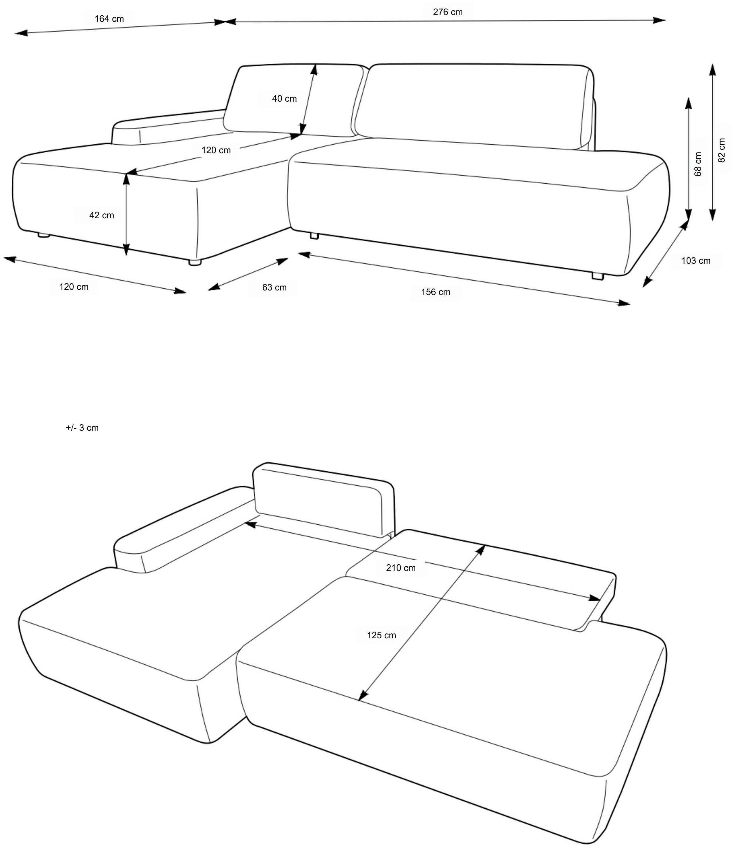INOSIGN Ecksofa »TORGE, Schlafsofa Cord, Samtvelours u. Strukur fein, Couch in L-Form«, Schlaffunktion und Bettkasten, Liegefläche: 210x125 cm, neues Design