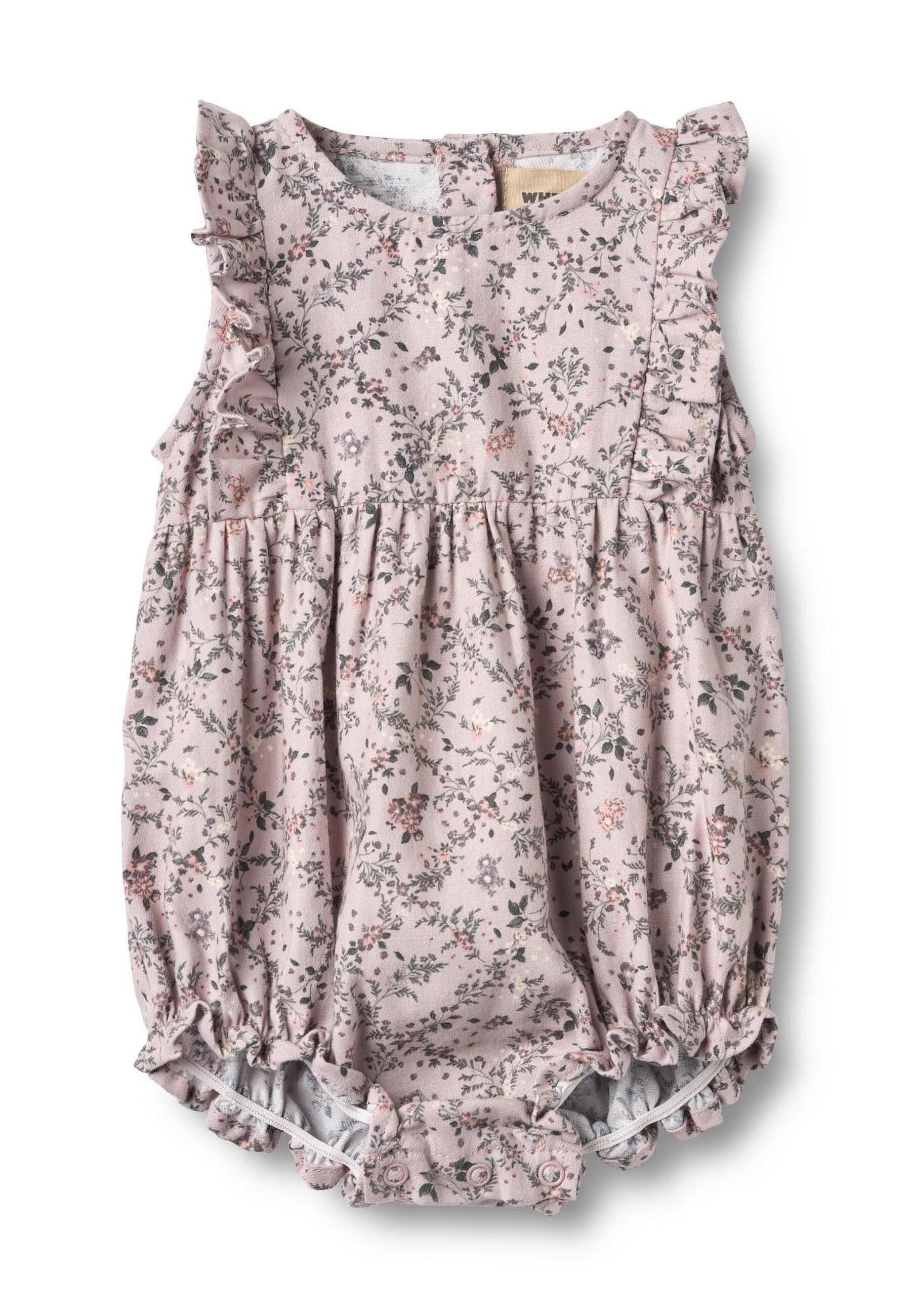 WHEAT Mädchen Blusenbody "WHEAT Romper Emmaline"lila checked flowers, Gr. 80, 100% Baumwolle (Bio), Bodys