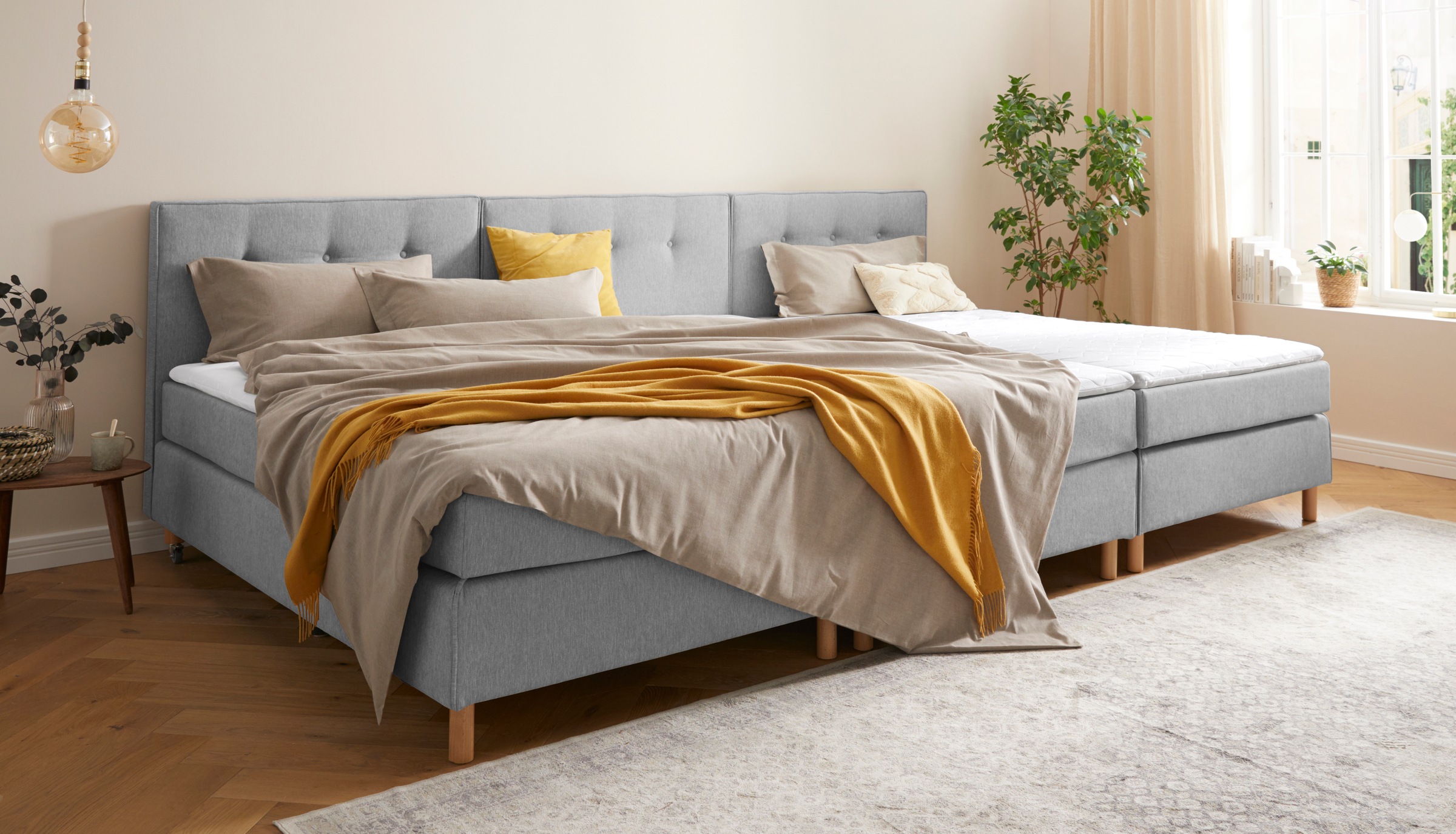 Home affaire Boxspringbett »Heimatblick 100x200cm beliebig erweiterbar zu Doppel- und Familienbett«, Einzelbett, Hotelbett erhältlich in H2,H3 & H4
