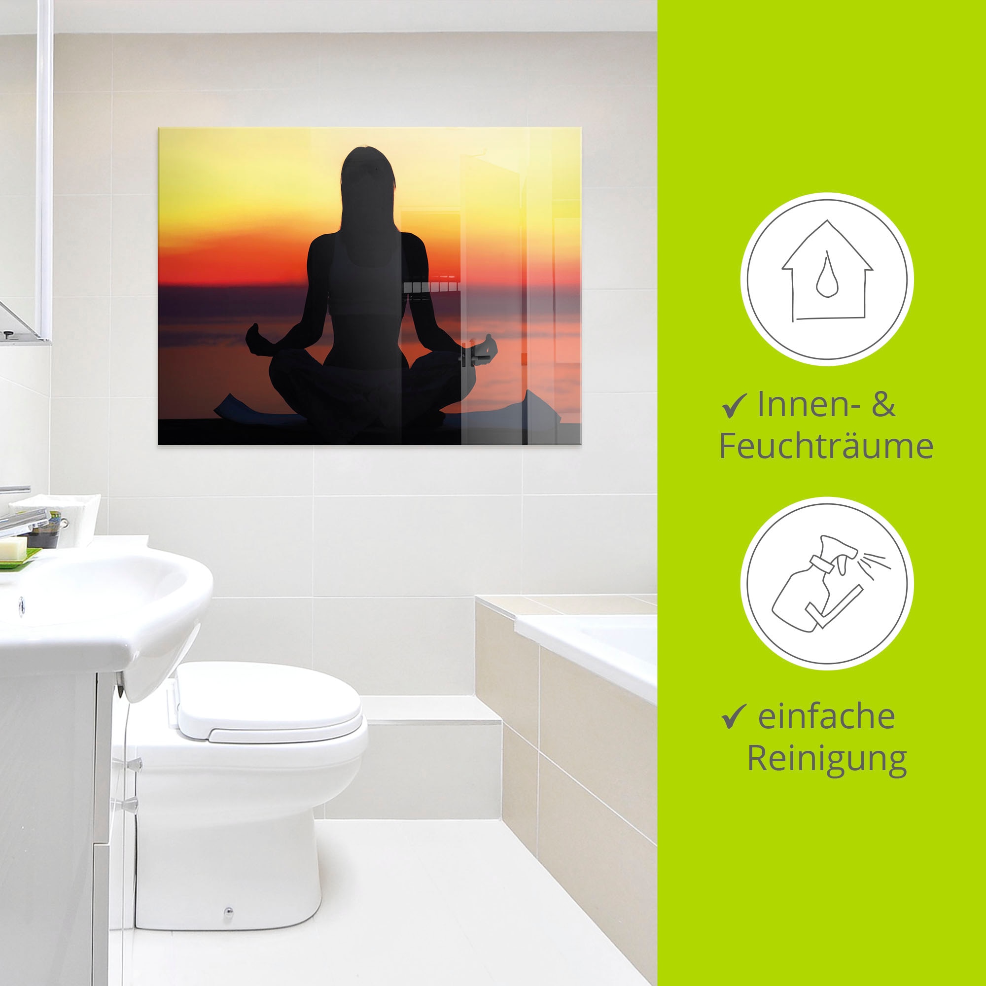 Artland Glasbild »Yoga im Sonnenuntergang«, Spa, (1 St.), in verschiedenen Größen