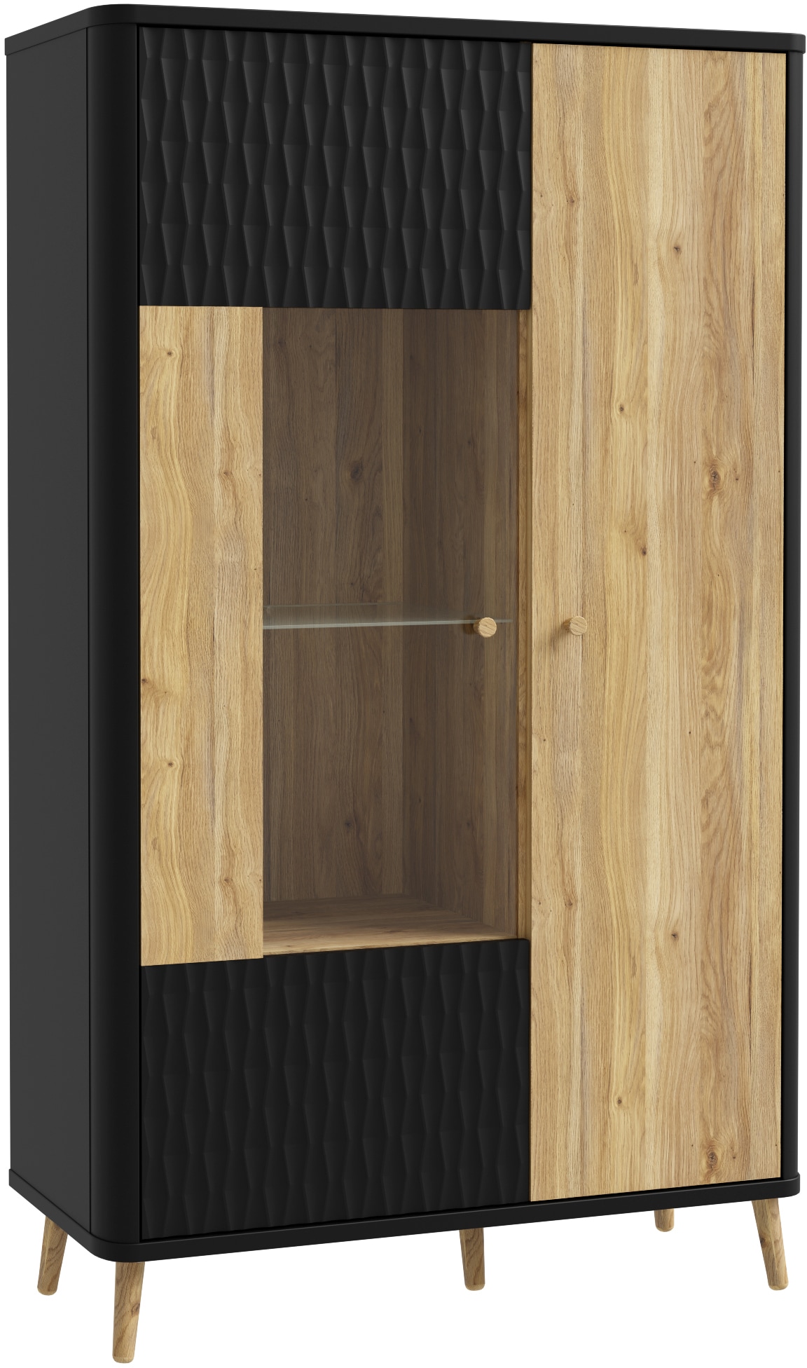 FORTE Highboard »Fixsmile«, moderes Highboard, Glastüre, Softclose, Strukturfront