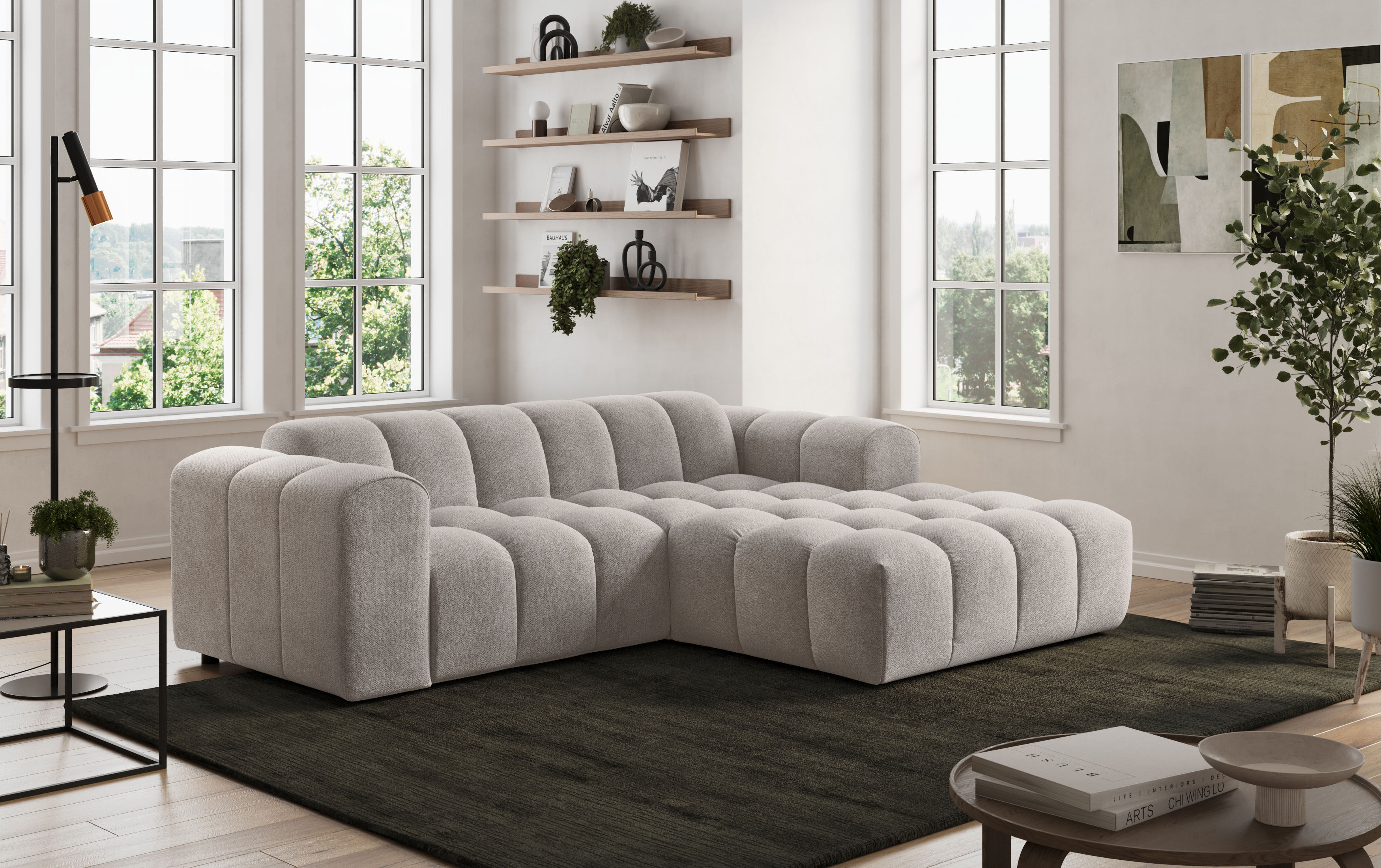 COTTA Ecksofa "Rocco L-Form, B: 248 cm, modernes Bubble-Sofa, großzügiger Sitzkomfort" Wohnlandschaft-Charakter, frei stellbar, modernes Design