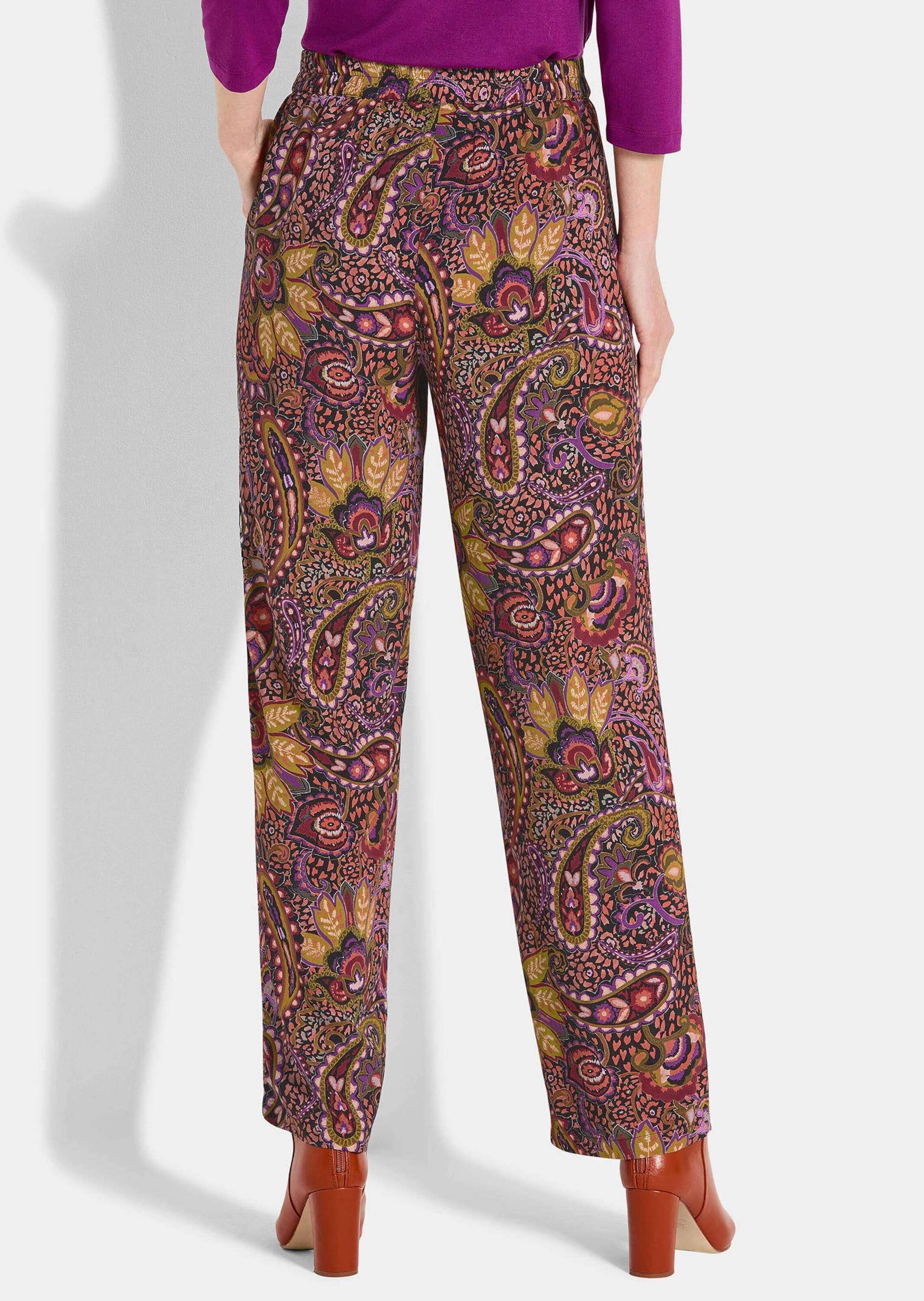 GOLDNER "Kurzgröße Luftige Viskosehose mit Paisley-Muster" Einstecktaschen an den Seiten