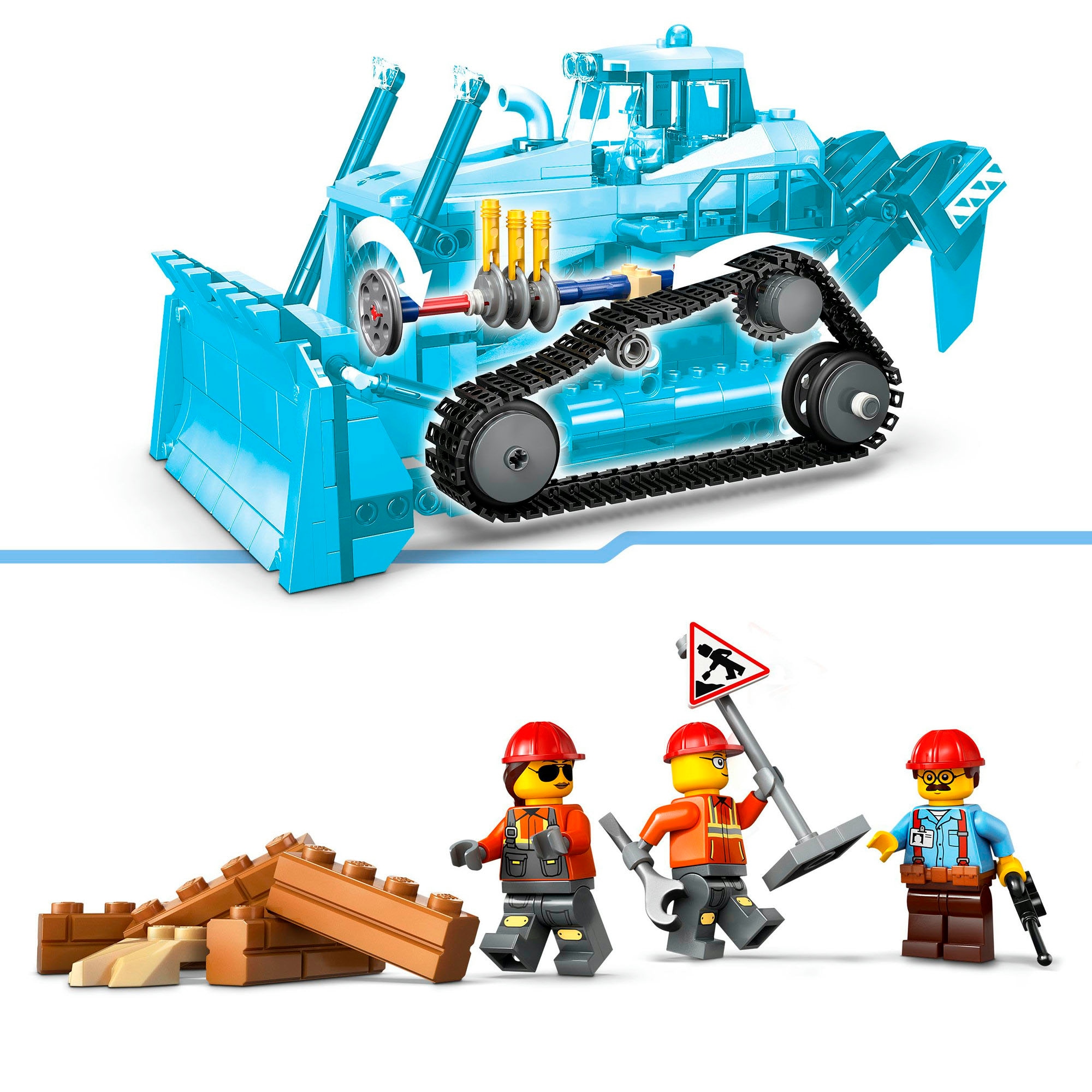 LEGO® Konstruktionsspielsteine »Gelber Bulldozer (60466), LEGO City«, (682 St.), Made in Europe