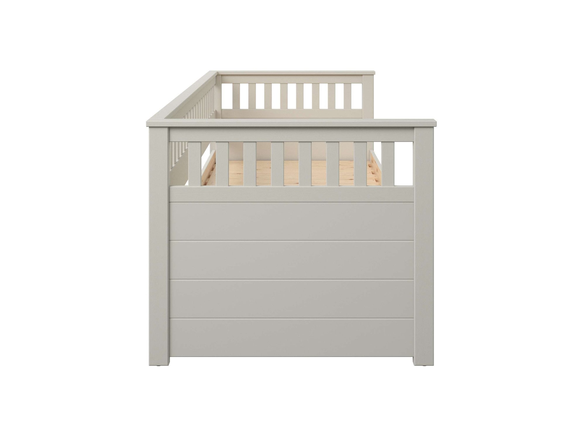 OTTO home Daybett »Morrick, ausziehbar, 2 Schlafplätze + Schublade, Cashmere Beige« massive Kiefer, schöne Sprossenoptik, Stauraum, Skandi Look