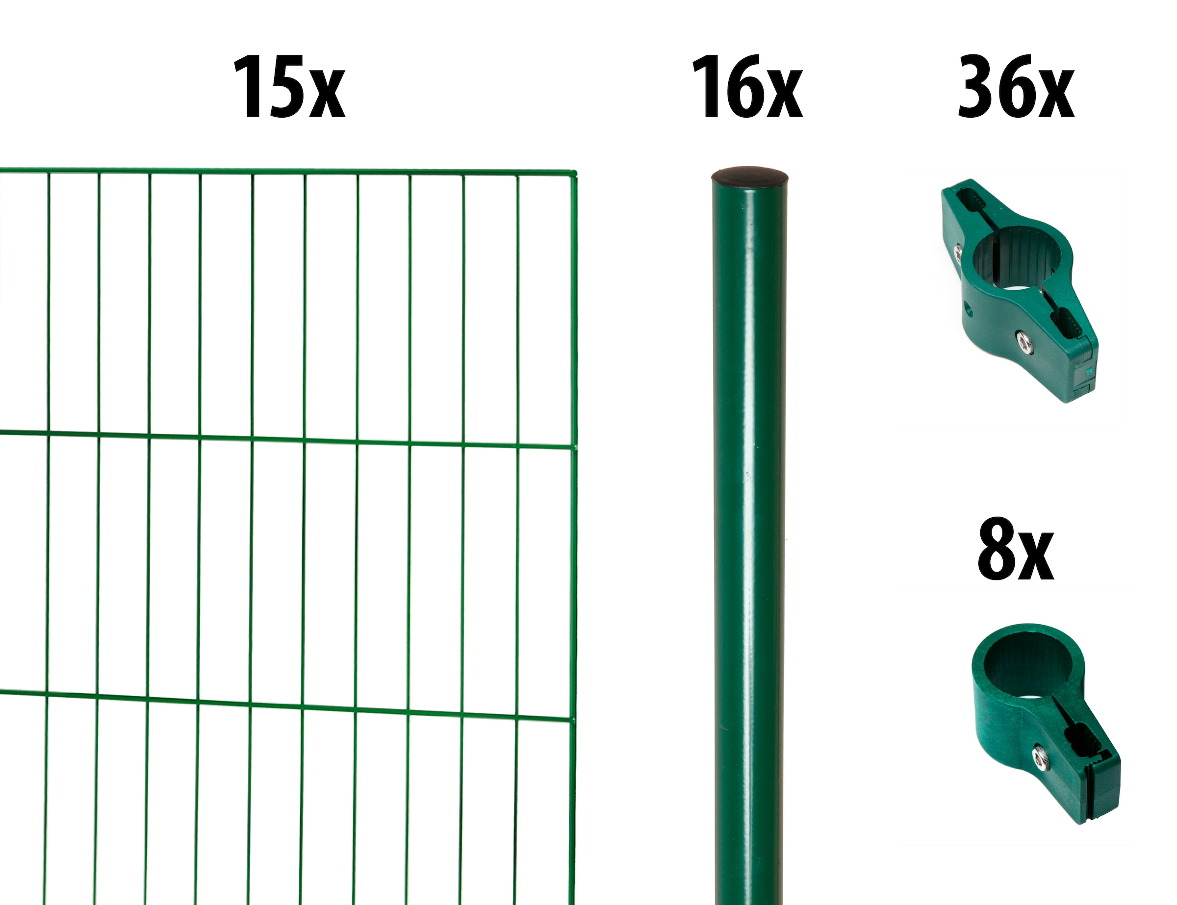 GARDEN N MORE Einstabmattenzaun "mit Rundpfosten", 15 Elemente für 30 m, Lx günstig online kaufen