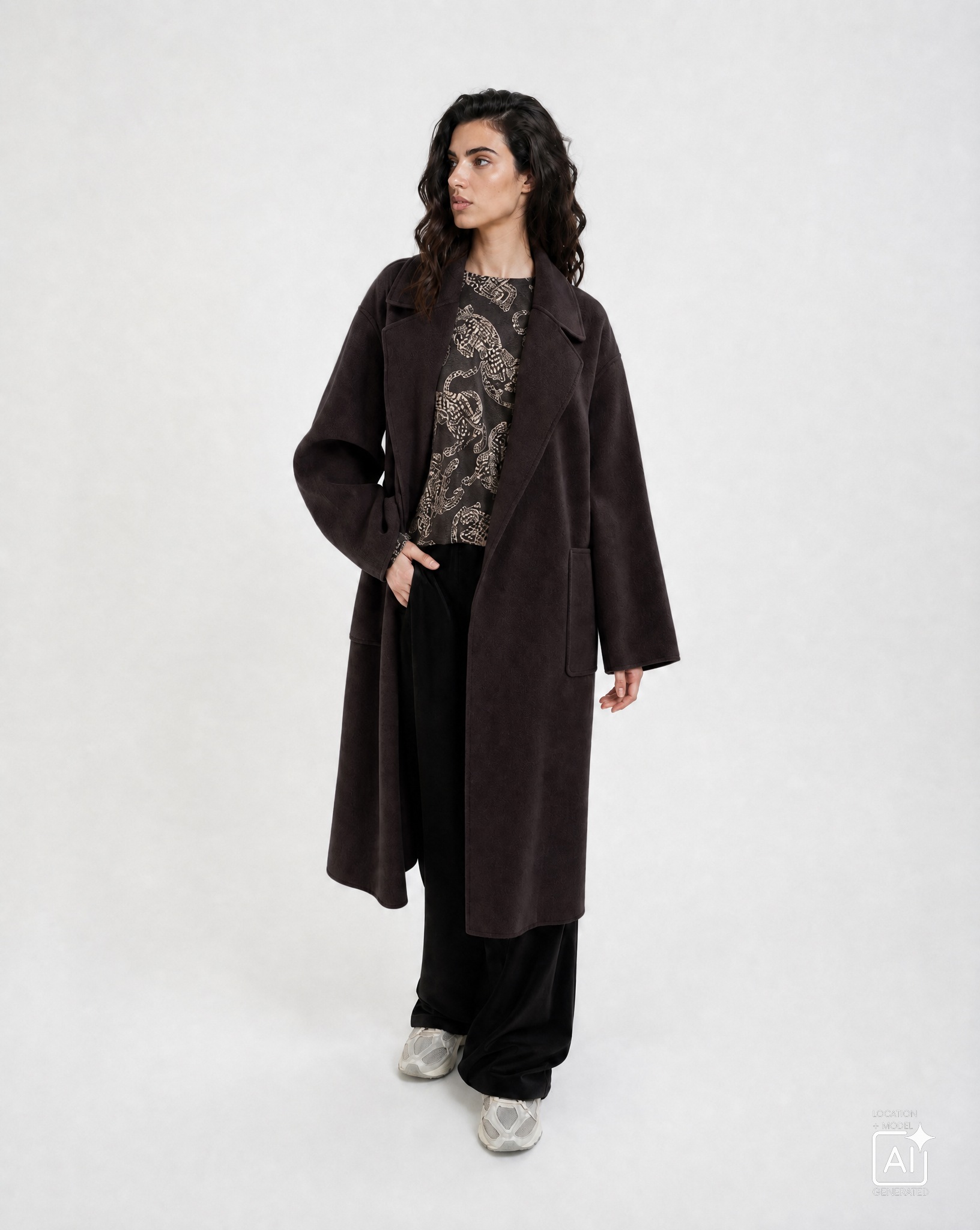 Milano Italy Wintermantel mit Reverskragen und aufgesetzten Taschen