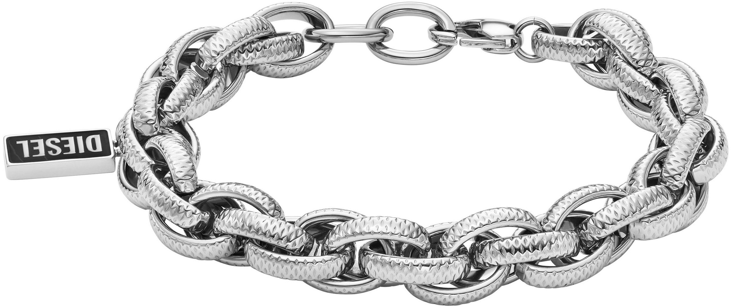 DIESEL Damen Armband "Schmuck Geschenk Edelstahl Armschmuck Gliederarmband", 20,6cm, Edelstahl, schwarz, Edelstahl, Armbänder, mit Achat