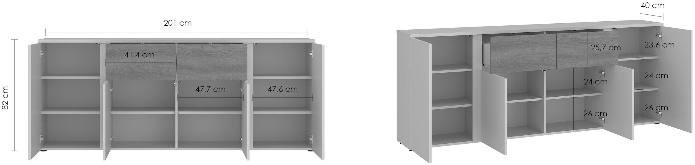 INOSIGN Sideboard »HAMM«, Breite ca. 201 cm