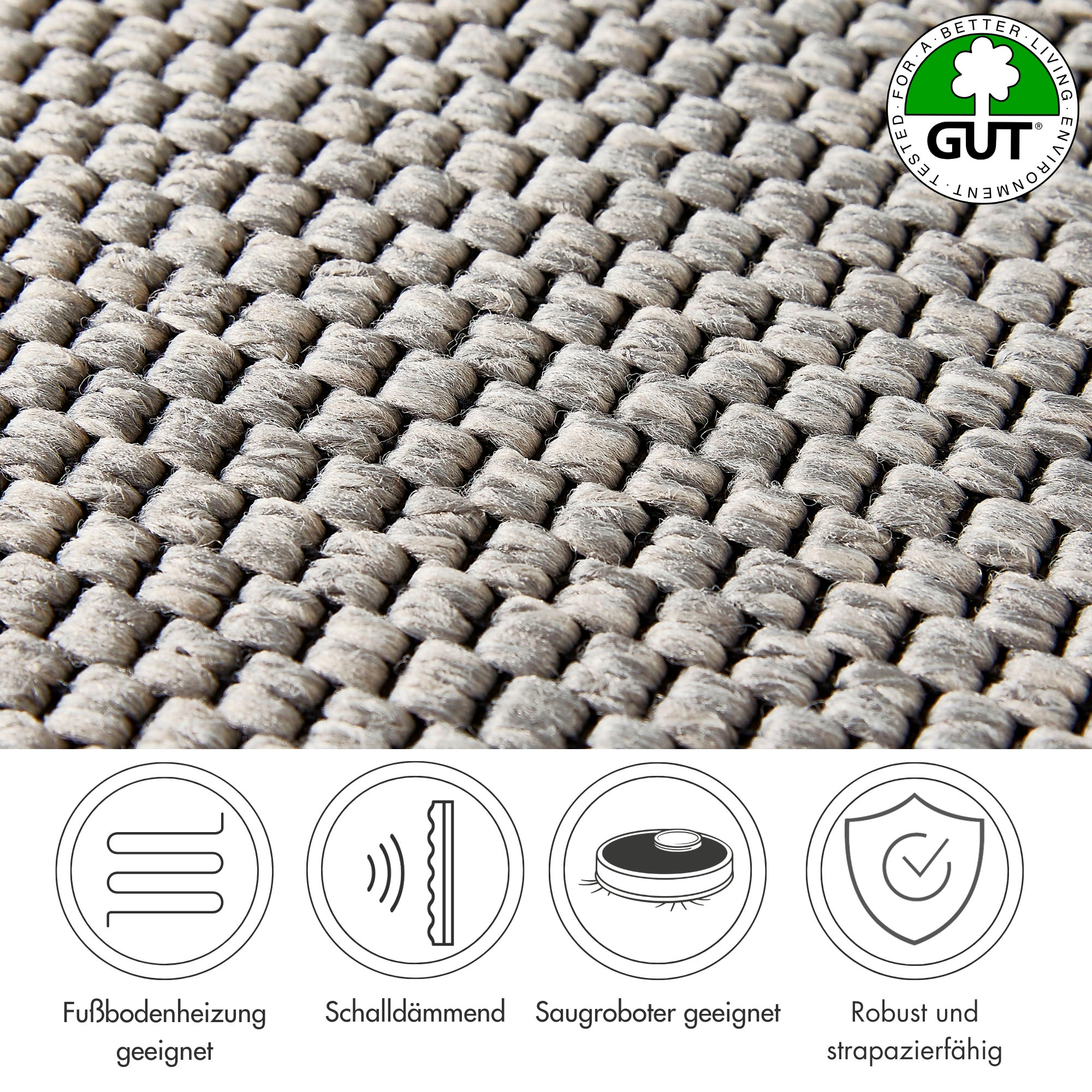 Andiamo Teppichboden »Odense, Made in Netherlands«, rechteckig, 8 mm Höhe, meliert, Breite 400 cm, mit Wabenstruktur, strapazierfähig & robust