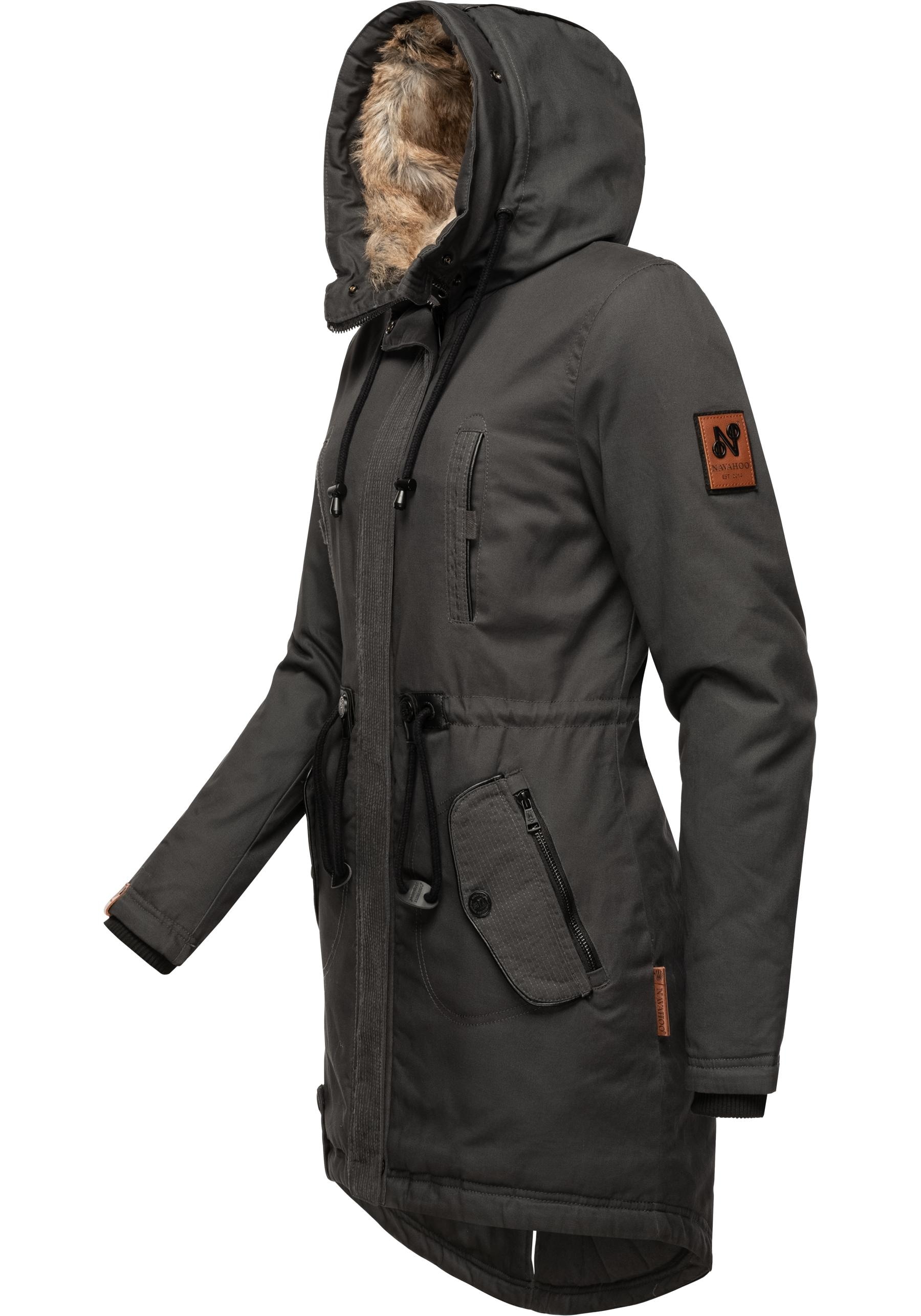 Navahoo Wintermantel »Bombii«, stylischer Damen Winterparka mit Kunstfell-Kapuze