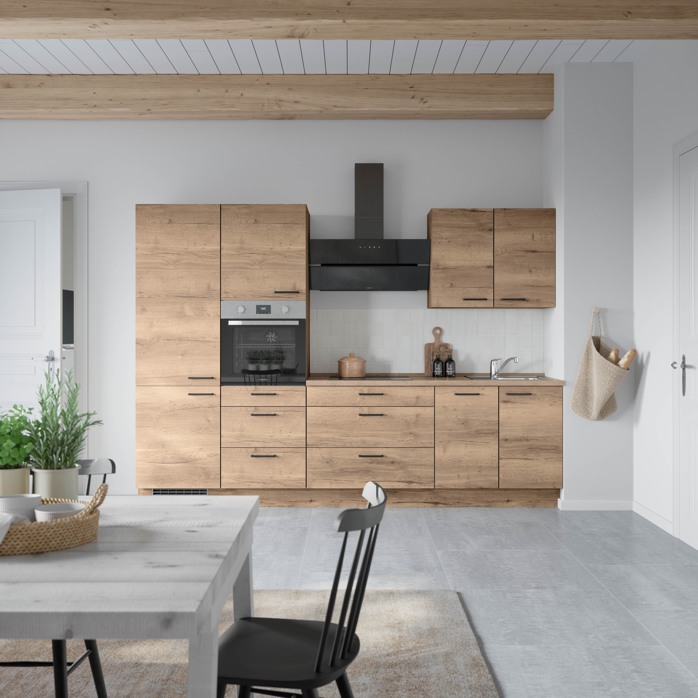 nobilia® Küchenzeile »"Structura II"«, vormontiert, Ausrichtung wählbar, Breite 300 cm, wahlw. mit E-Geräten