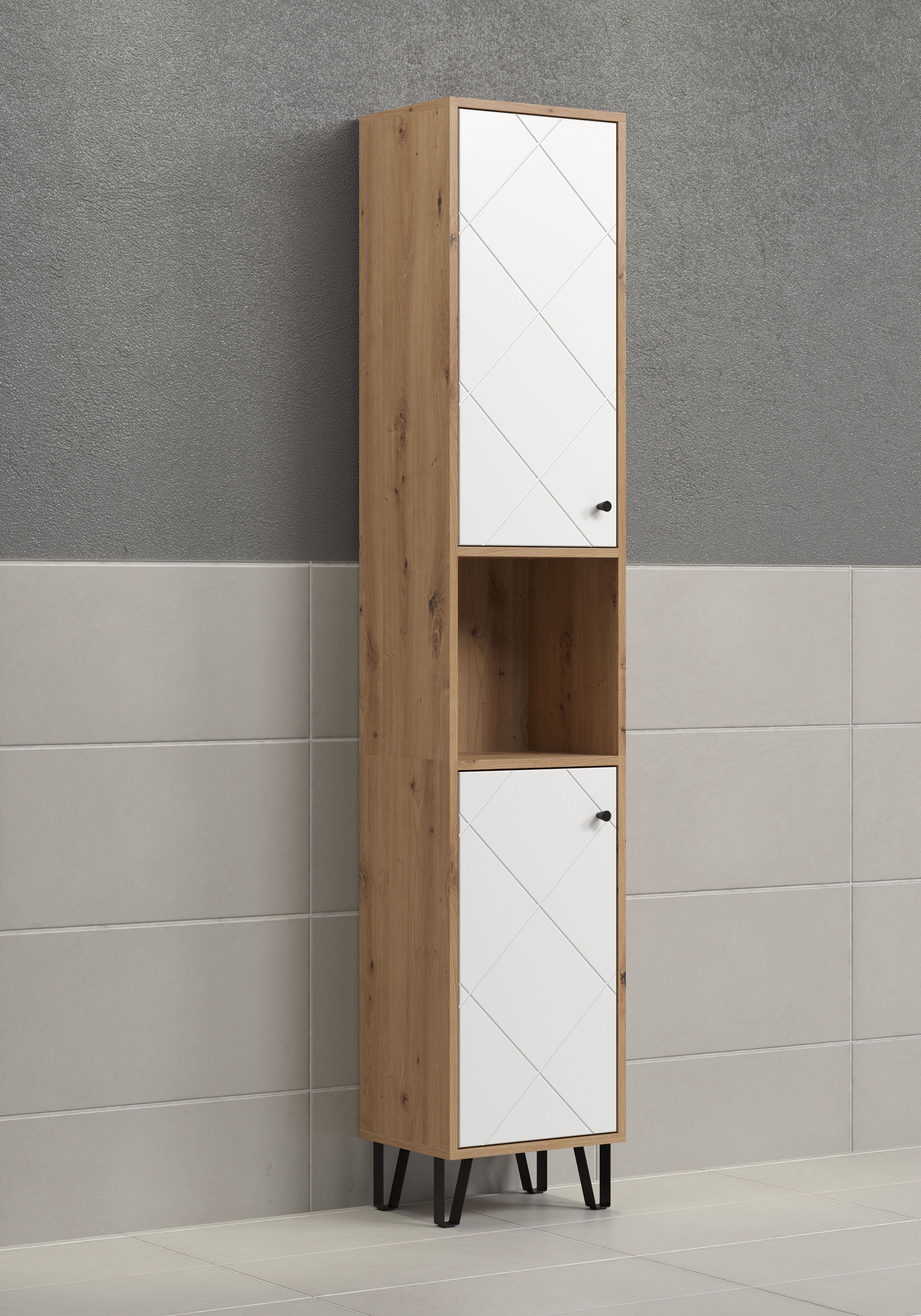 welltime Hochschrank "Tarragona" 1 Stk. tlg. Hochschrank mit 1 Tür & 1 Klappe - (B/T/H) 36/29/191 cm