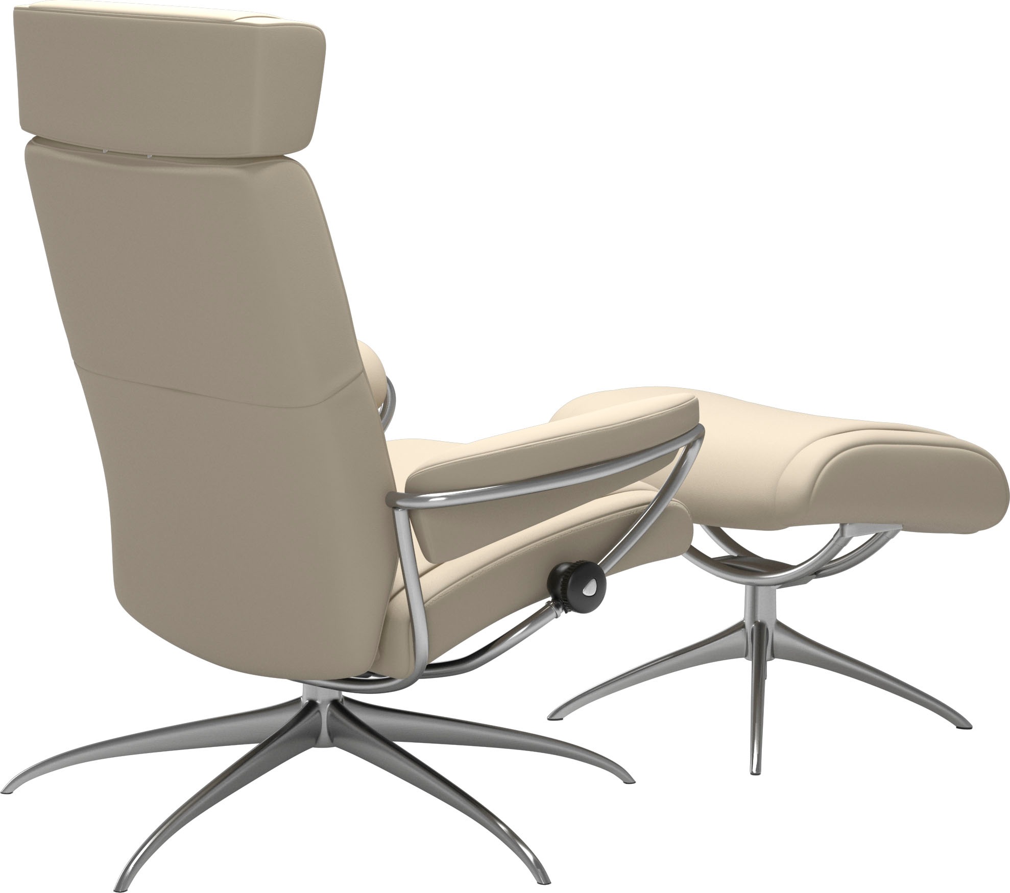 Stressless® Relaxsessel »Paris«, (Set, Relaxsessel mit Hocker), mit Hocker, Low Back mit Kopfstütze, mit Star Base, Gestell Chrom