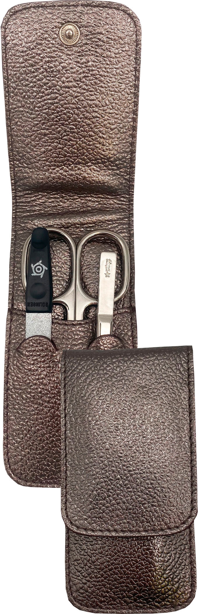 PFEILRING Maniküre-Etui, B/H/T: 80mm x 125mm x 20mm 3 Stk., grau, B:80mm H:125mm T:20mm, Nageletuis, Nappaleder