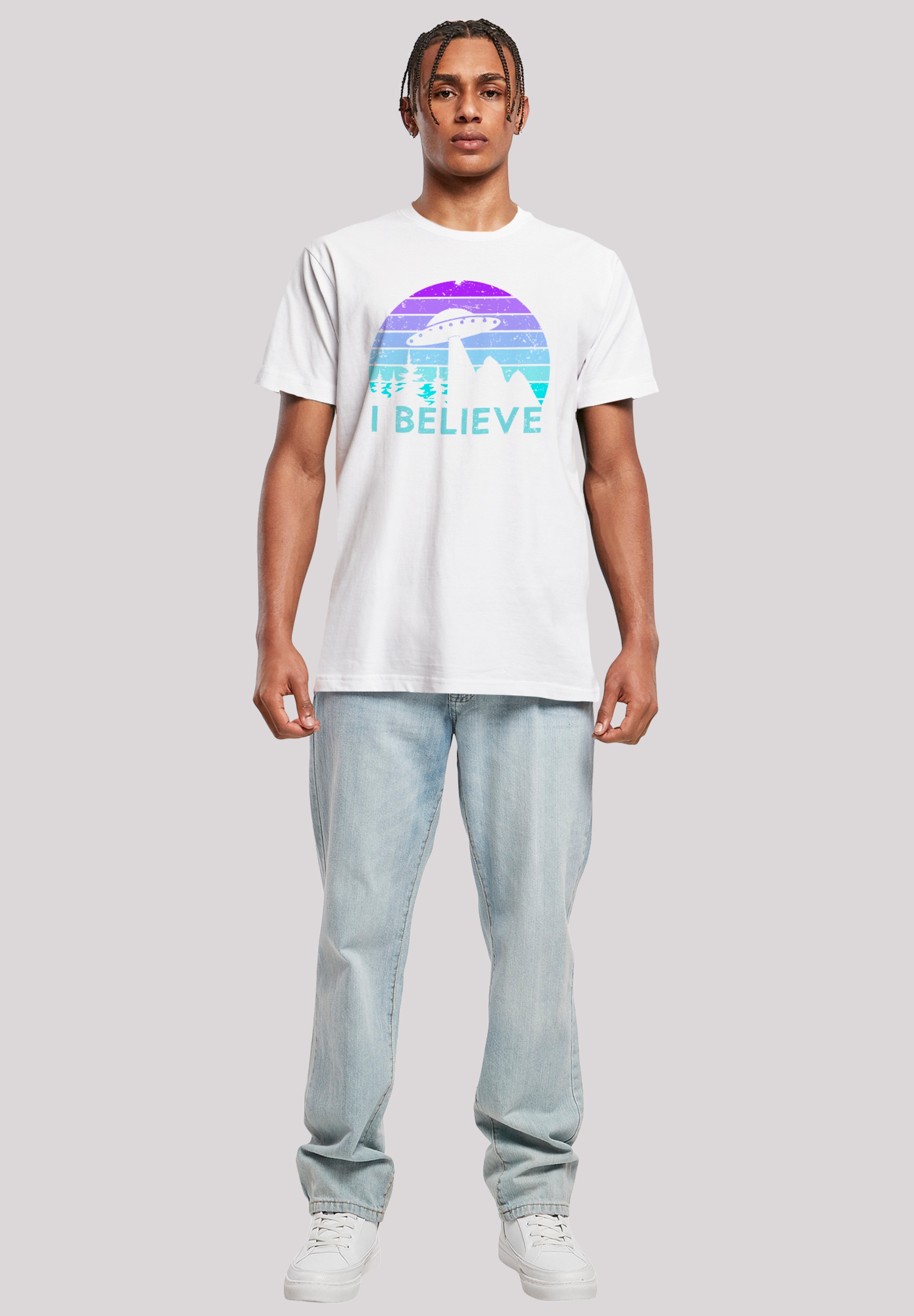 F4NT4STIC T-Shirt »I BELIEVE UFO Alien Raumschiff Retro«, Premium Qualität