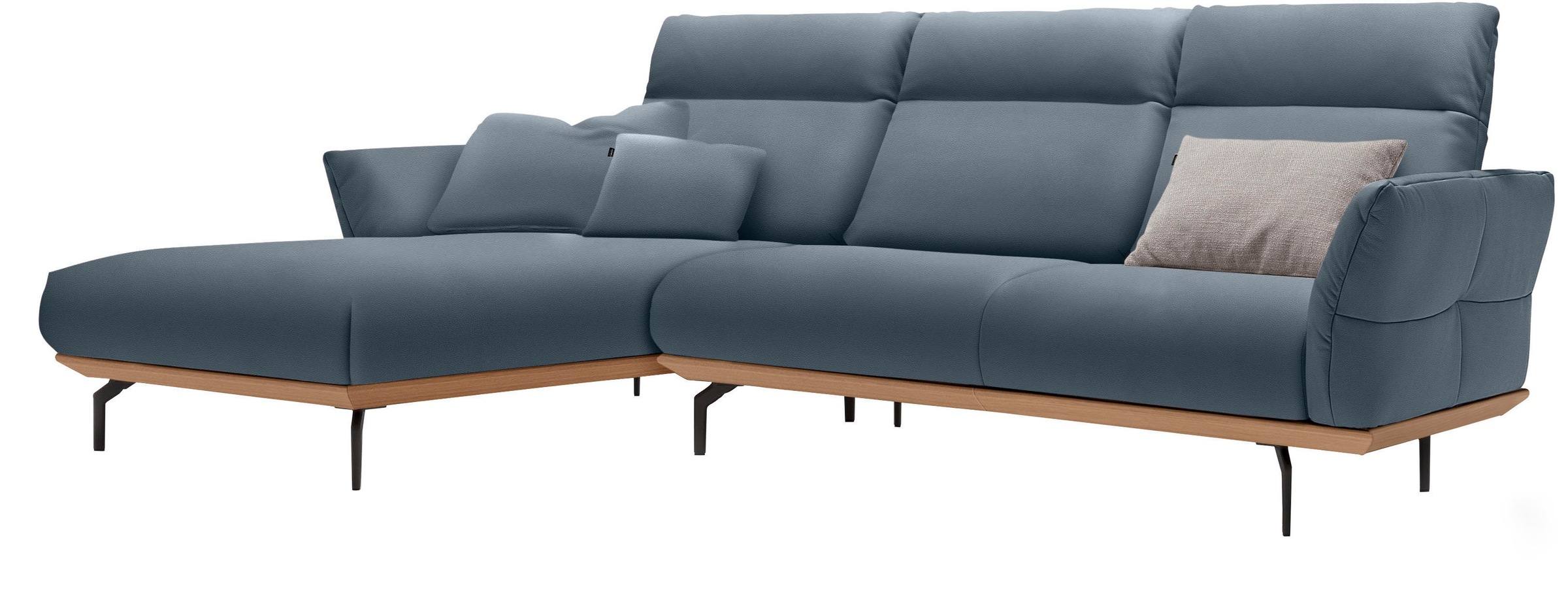 Creation BY ROLF BENZ Ecksofa »hs.460«, Sockel in Eiche, Alugussfüße in umbragrau, Breite 298 cm
