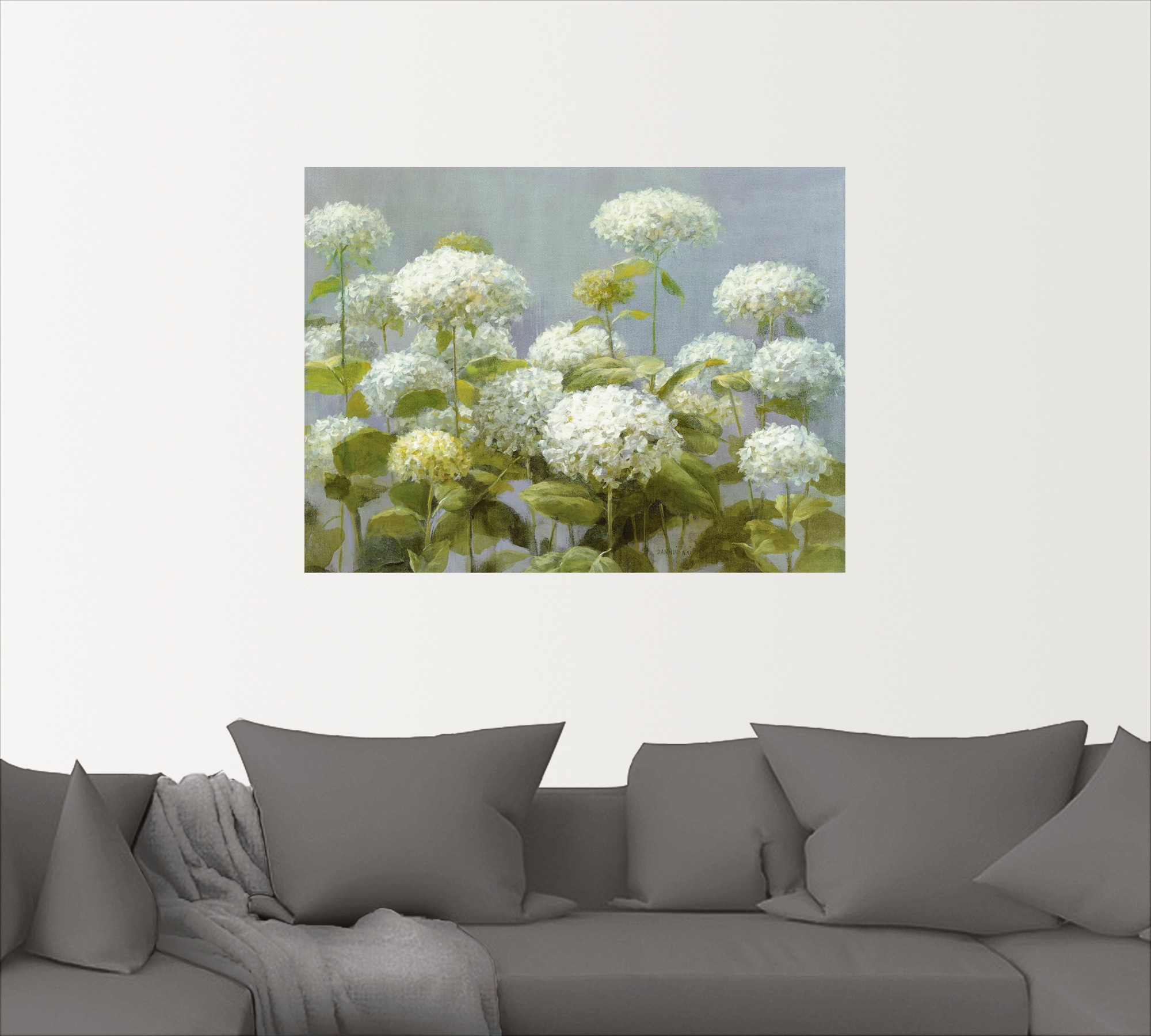 Artland Wandbild »Weißer Hortensien Garten«, Blumen, (1 St.), als Leinwandbild, Poster, Wandaufkleber in verschied. Größen