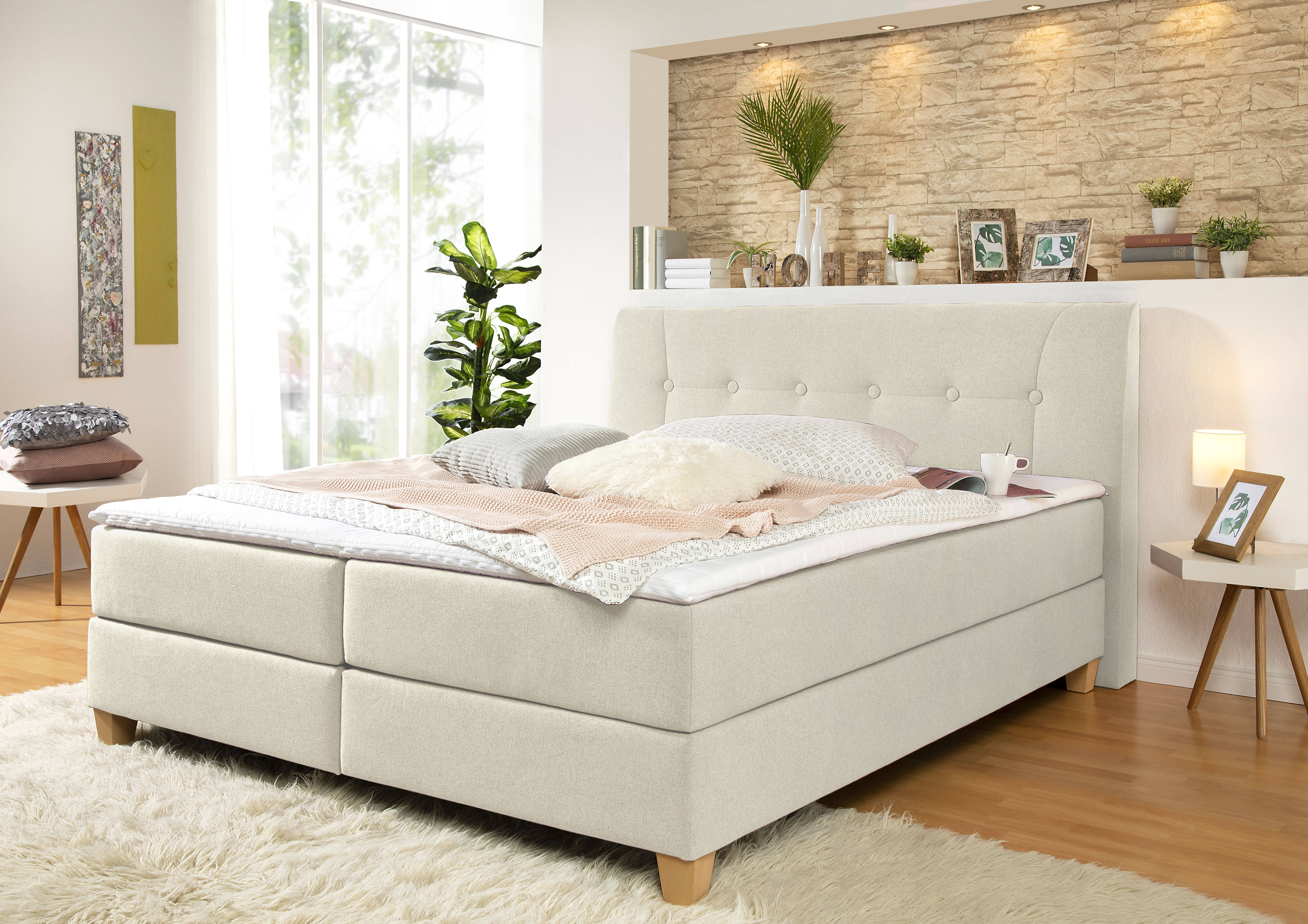 Home affaire Boxspringbett "Calloway" inkl. Topper, XXL-Ausführung, in 4 Farben, 5 Breiten, 3 Matratzenarten