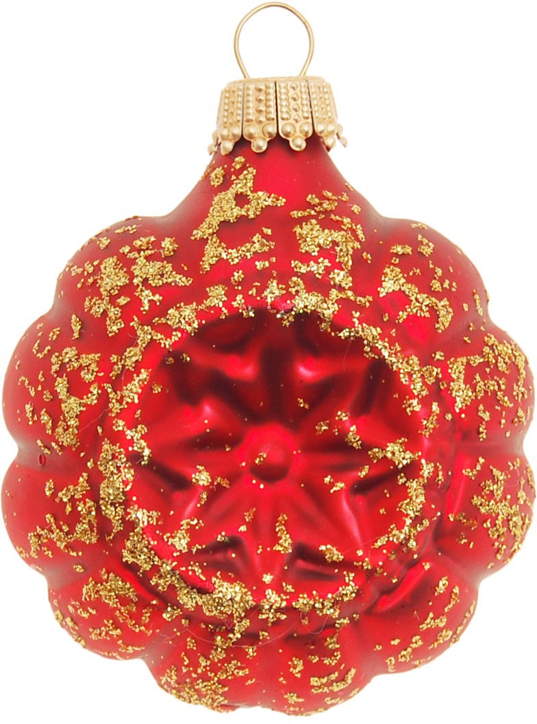 Krebs Glas Lauscha Christbaumschmuck »Glaskugelformen, Breite ca. 5 cm«, (Set, 4 tlg.), Weihnachtsdeko rot, Christbaumkugeln aus Glas, Weihnachtsbaumkugel