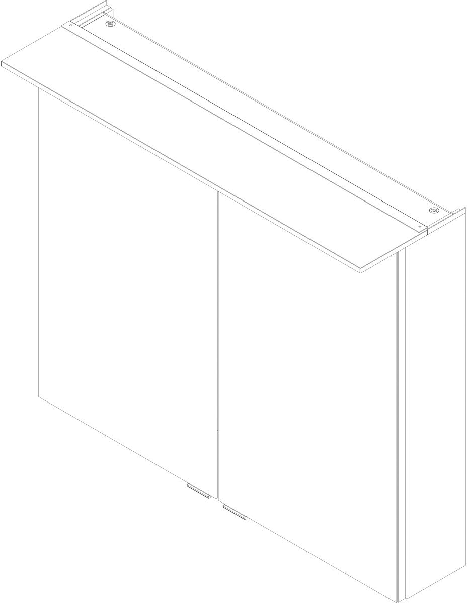 FACKELMANN Spiegelschrank »PE verspiegelt Badmöbel BAUR weiß«, 80 Türen - | Breite 80 doppelseitig mit 2 cm