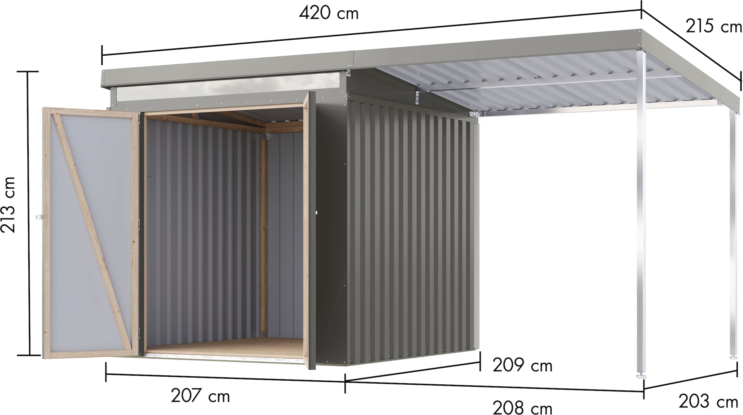 Karibu Gerätehaus »Argonium 2 SET mit Anbaudach«