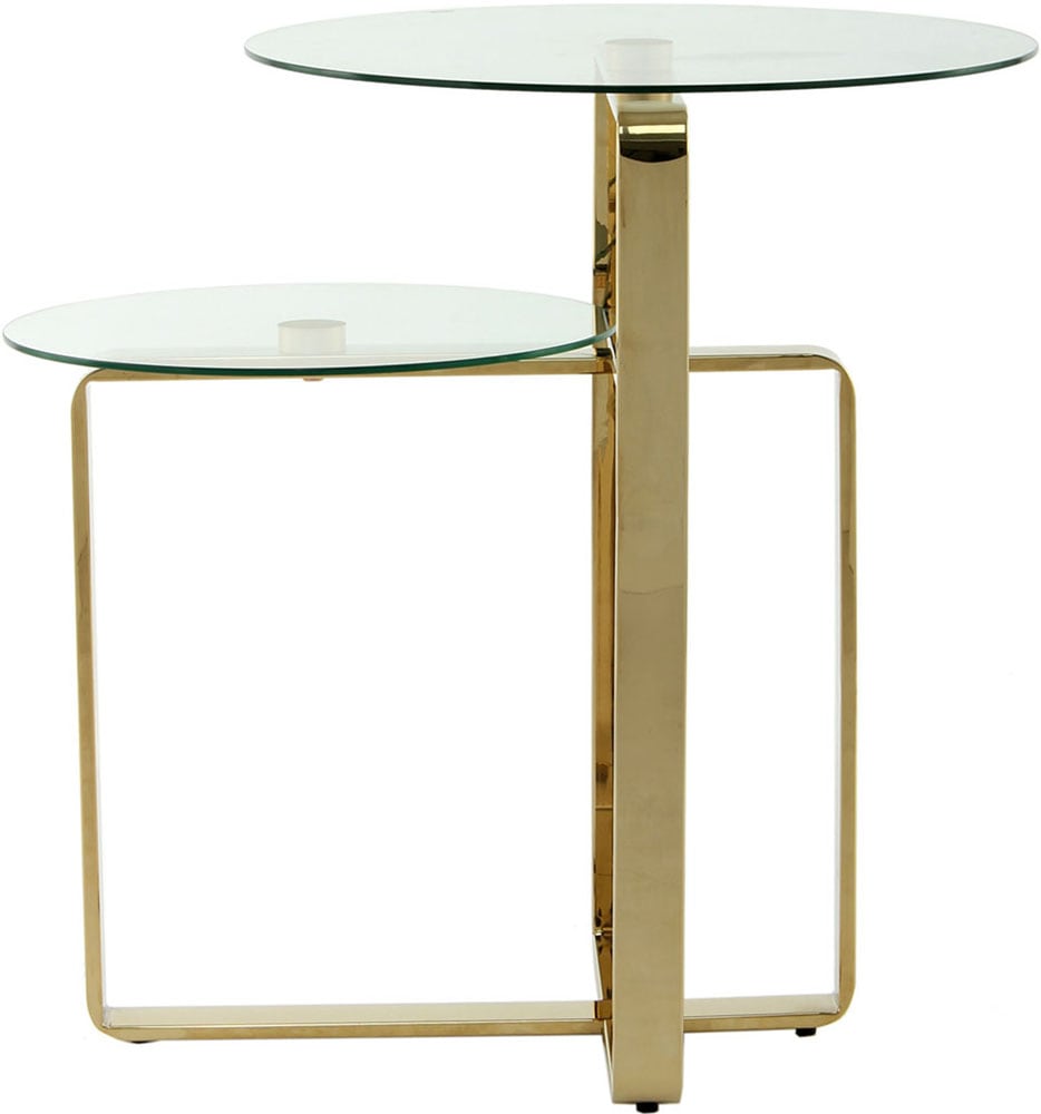 Kayoom Beistelltisch »Catrice 125, Ausgefallenes Gestell aus stabilem Edelstahl«, (1 St.), ausgefallenes Gestelldesign aus Edelstahl, zwei Ablageflächen