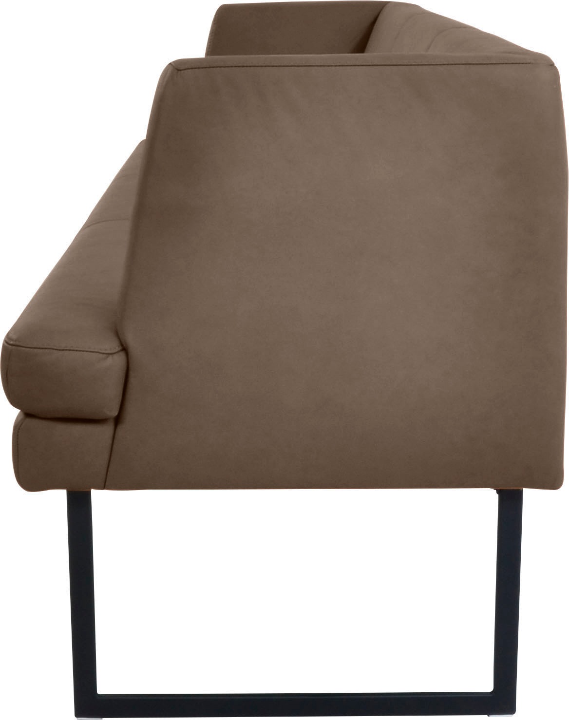Polsterbank K+W KOMFORT & WOHNEN "Cube", braun (wüste 76), B:229cm H:82cm T:67cm, Sitzbänke, Polsterbank, Hammerkissenoptik, 2 Breiten, Metallkufe schwarz 3