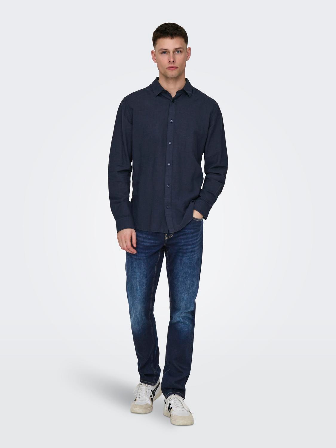 ONLY & SONS Langarmhemd »ONSCAIDEN LS SOLID LINEN SHIRT NOOS«