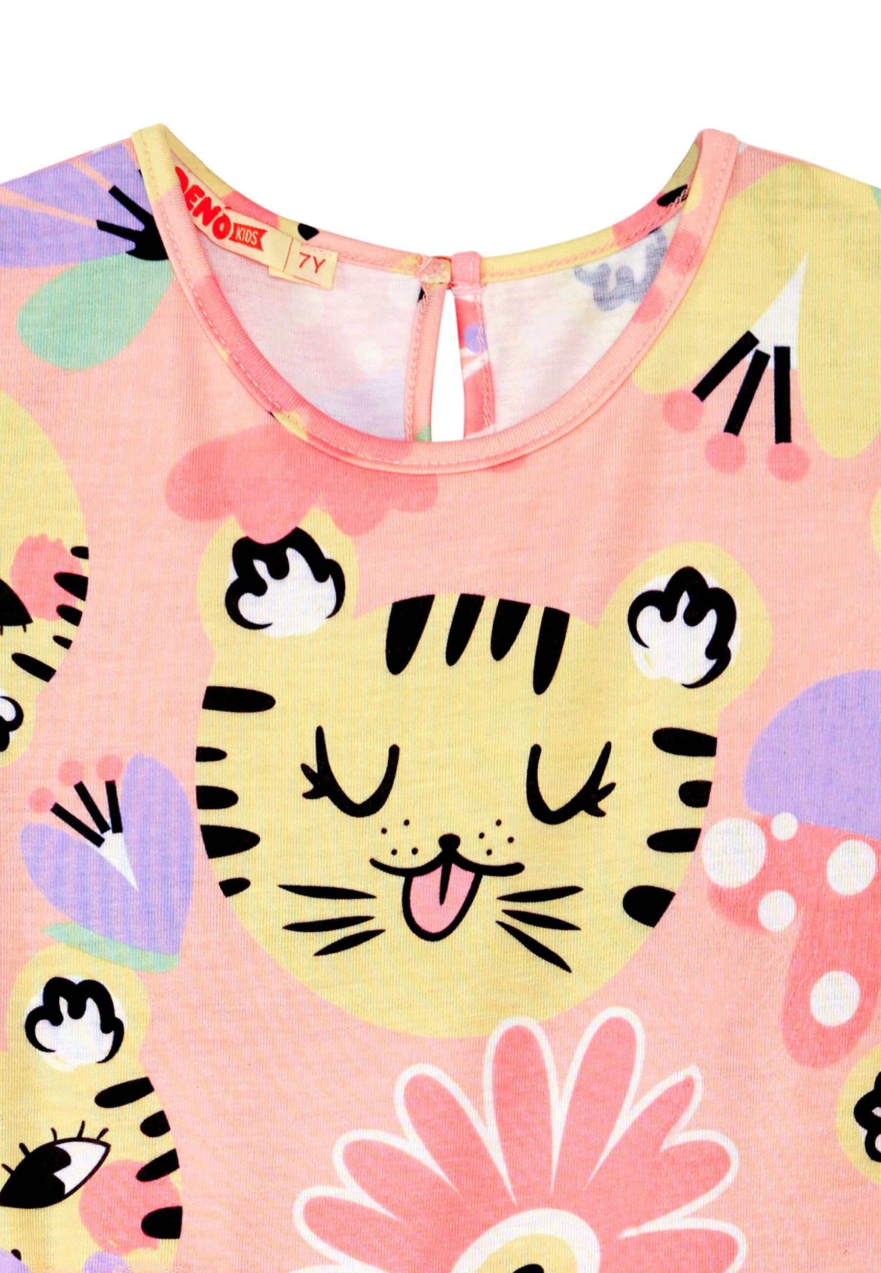 Denokids Shirtkleid »Leo Tutu «, mit Allover Leo- und Blumenprint