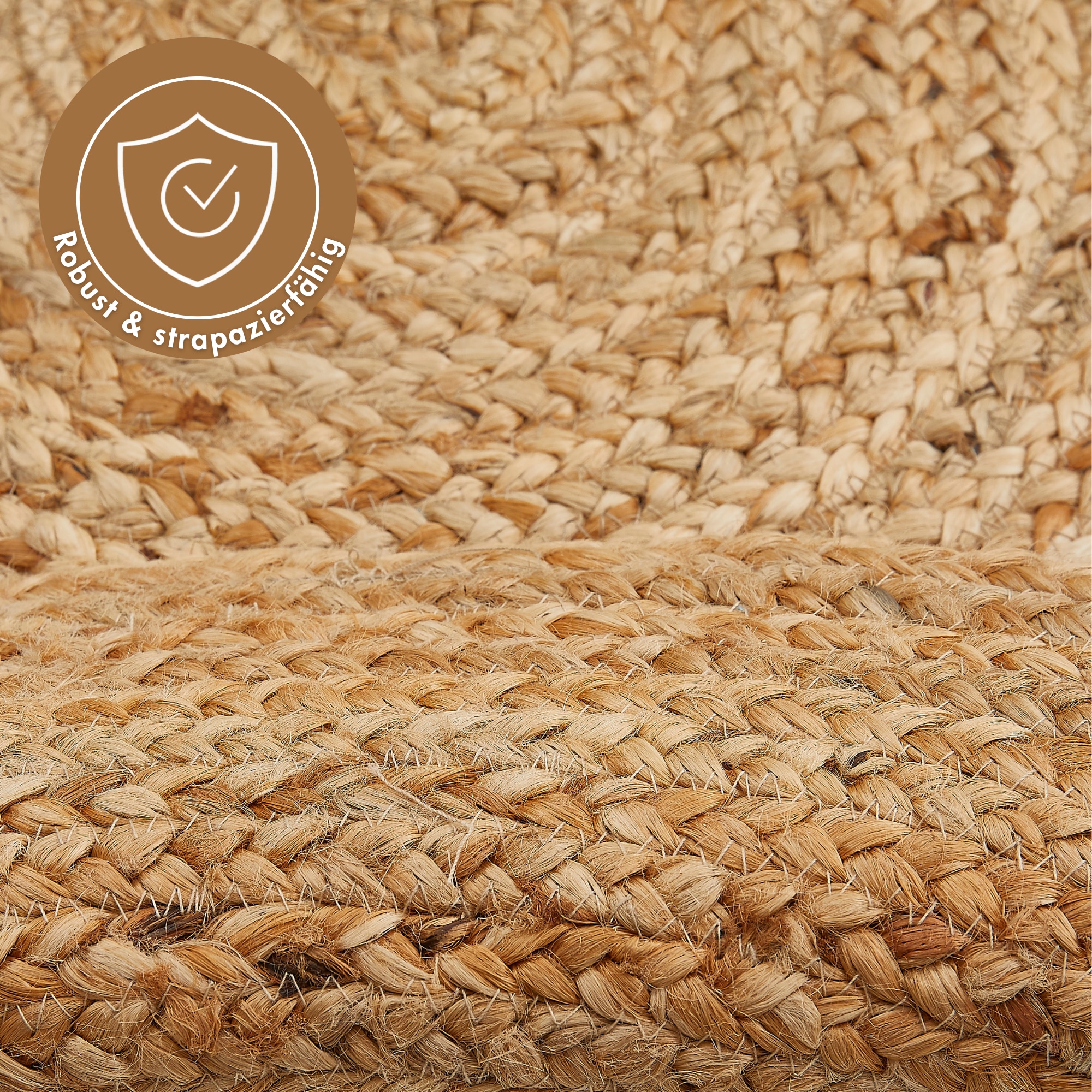 LUXOR living Teppich »Mamda 2, Juteteppich« rund 6 mm Höhe Flachgewebe, handgeflochten, Flecht Design, Naturfaser, Boho-Style
