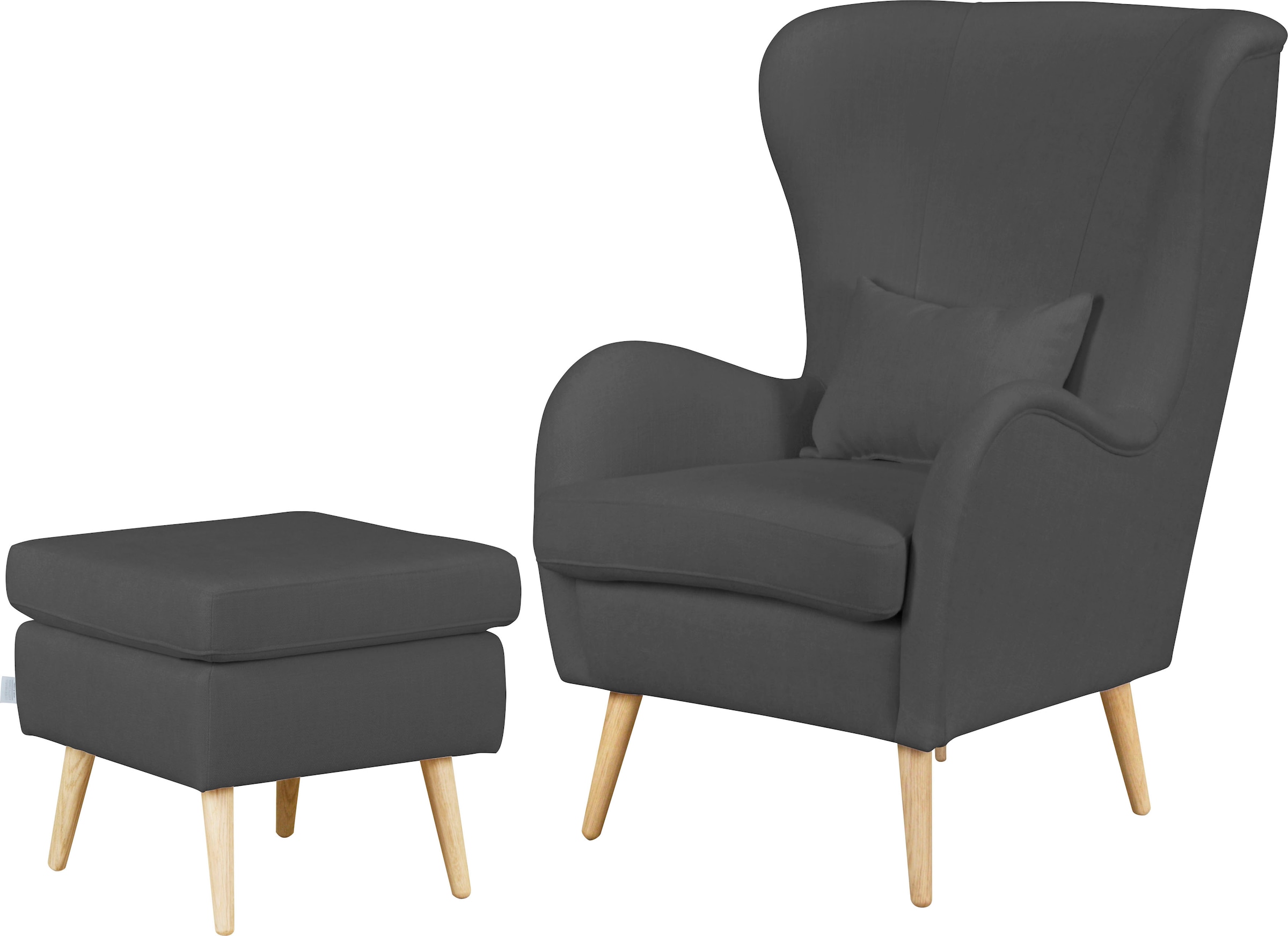 OTTO home Sessel "Salla auch in Fellimitat und Feincord, viele Bezugsarten, Ohrensessel" wahlweise mit oder ohne Hocker; großer Sessel: Maße B/T/H: 78/94/118cm