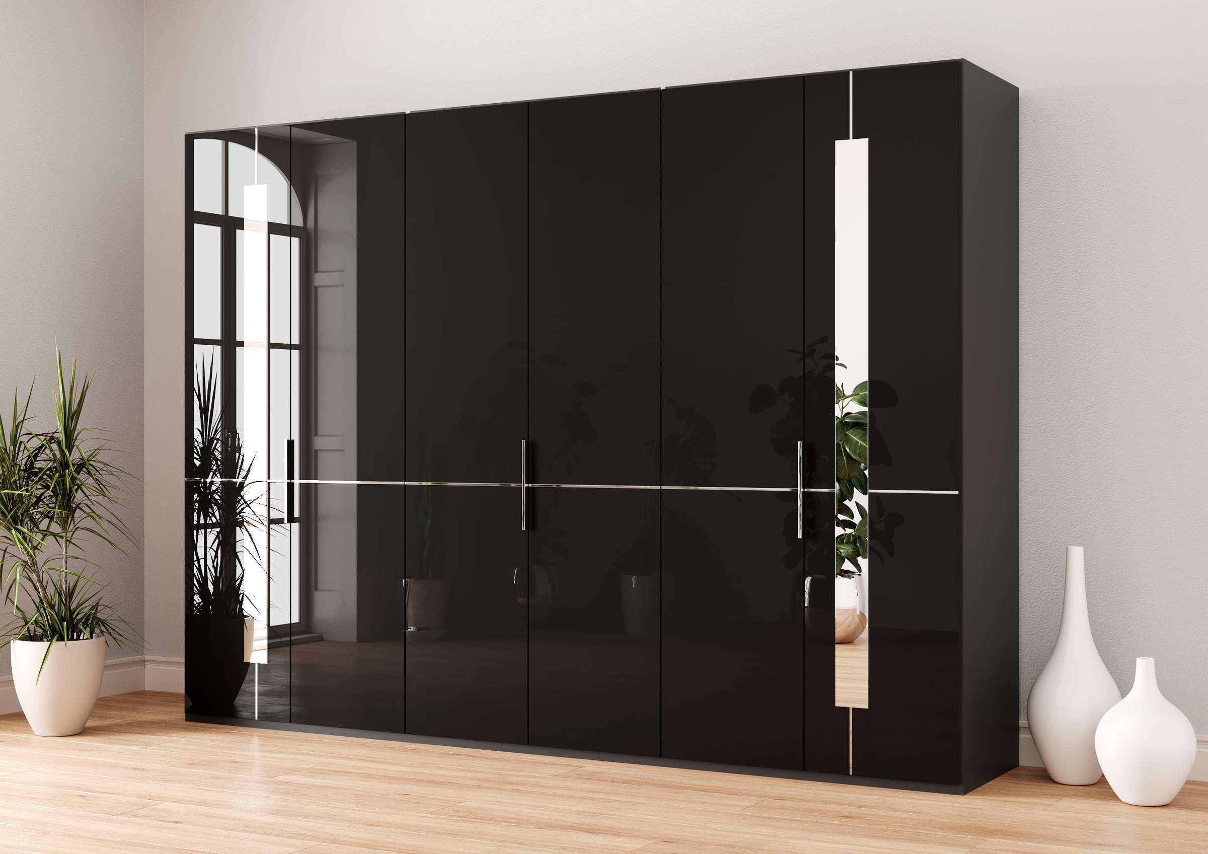 Musterring Kleiderschrank "Imola W" inkl. Einlegeböden und Kleiderstangen, Glastüren inklusive Zierspiegel