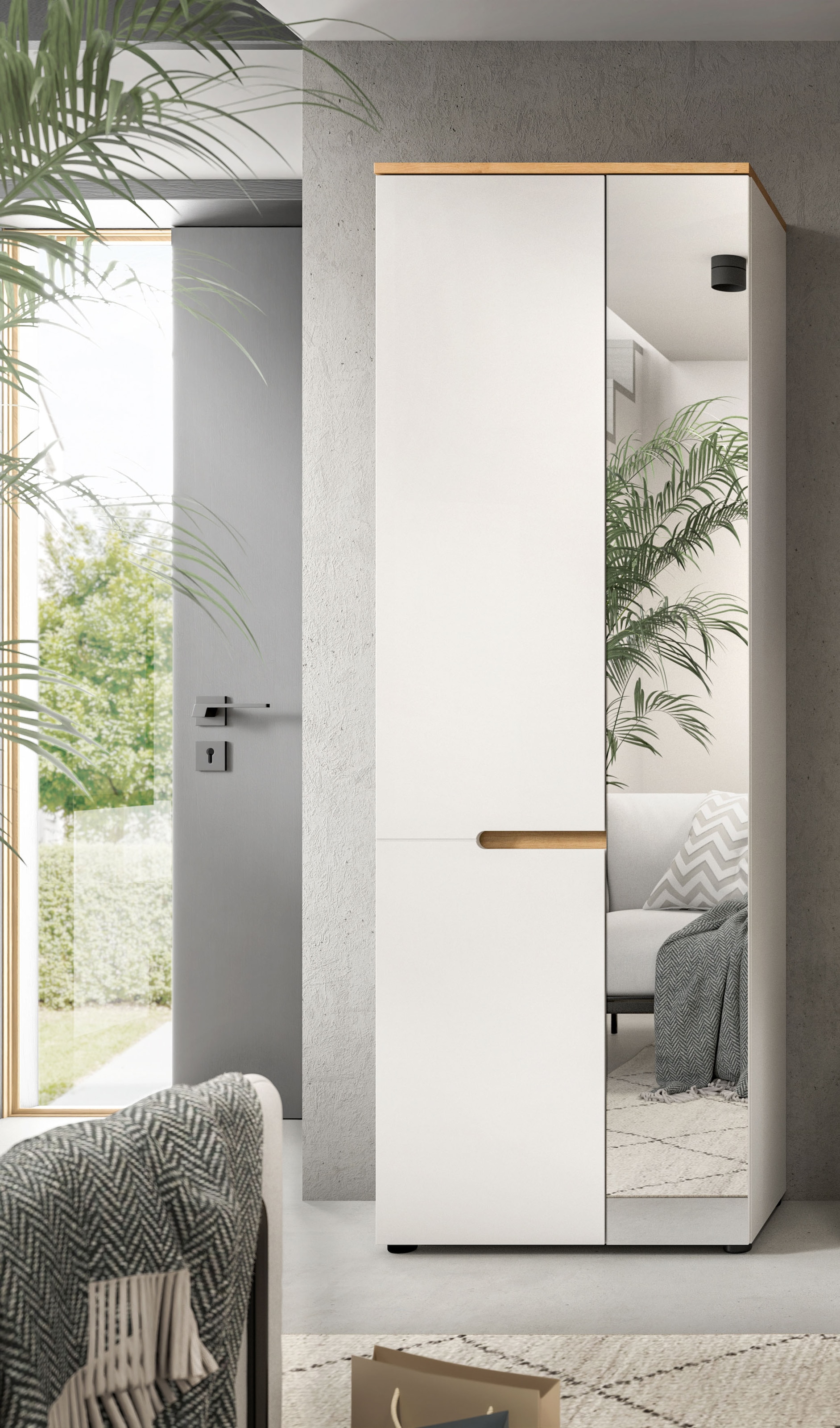 Home affaire Garderobenschrank "REHAT, TOPSELLER, Höhe 190cm, 2 Türen, 6 Fächer, 1 Kleiderstange" in verschiedenen Farben erhältlich, 1 Stk. tlg. Garderobe, Flurschrank, Dielenschrank, Kleiderschrank, Garderobenmöbel