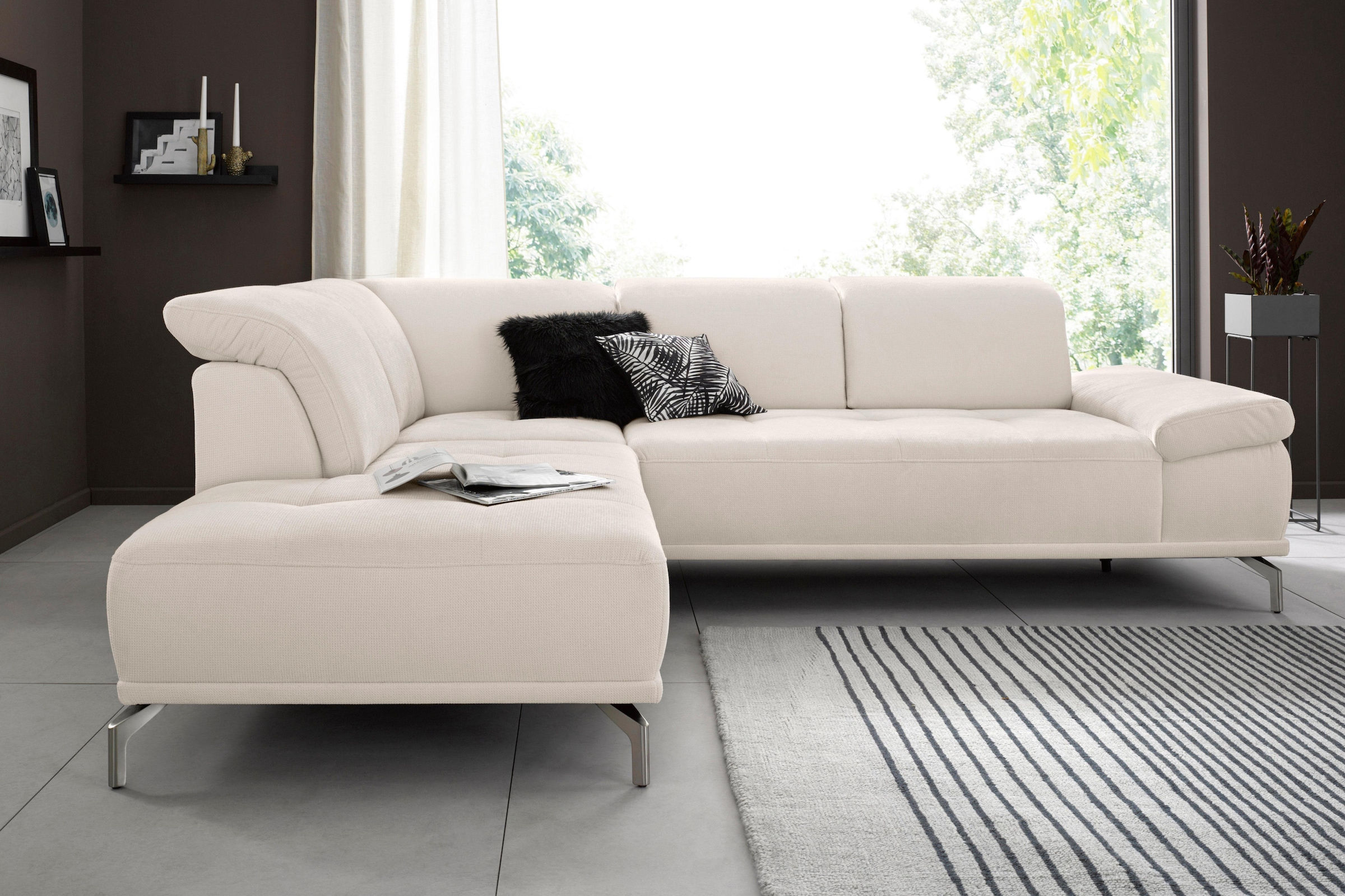 OTTO home Ecksofa "Caluna" Inkl.Sitztiefenverstellung, wahlweise mit Kopf- und Armteilverstellung