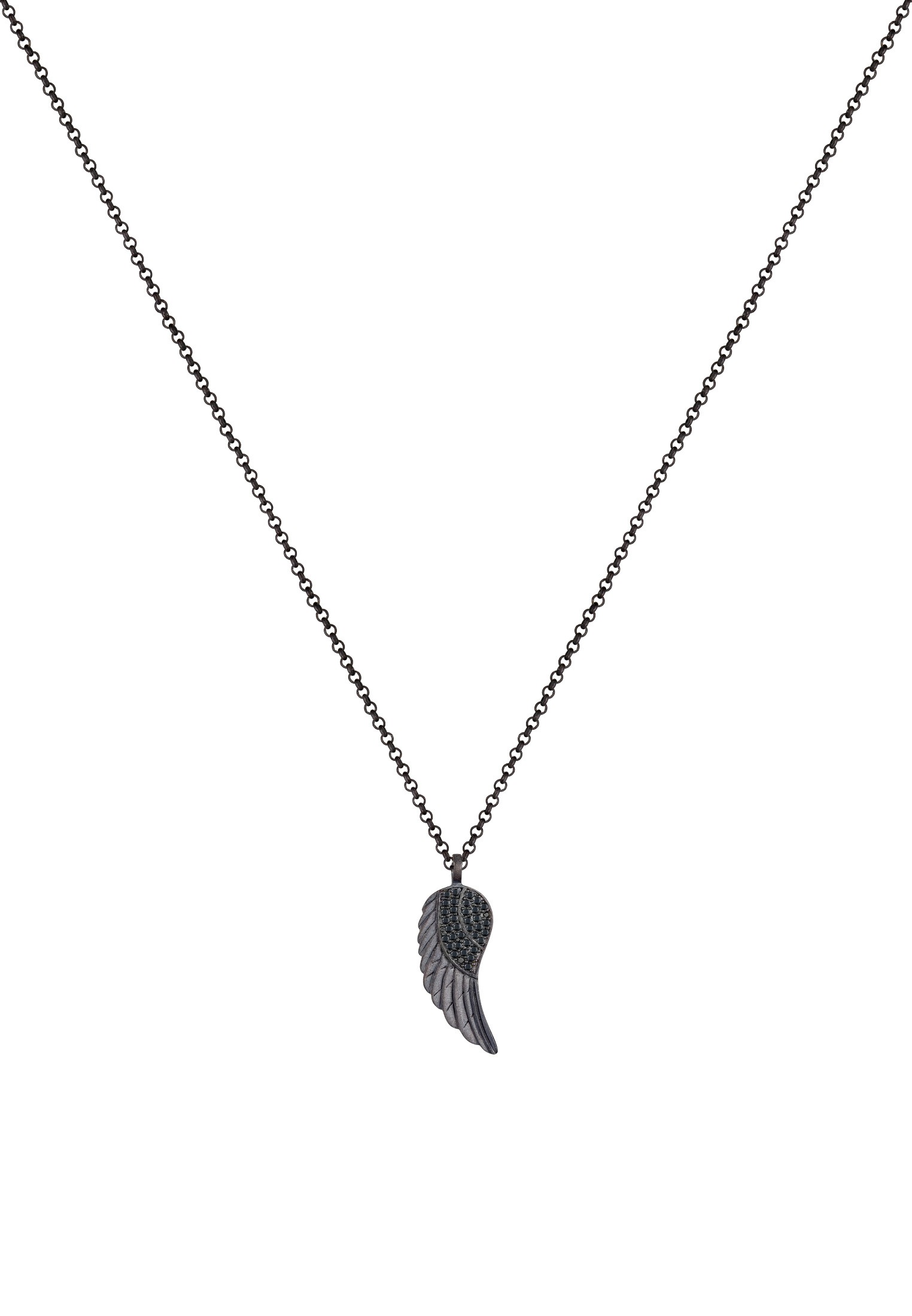 Kuzzoi Kette mit Anhänger »Flügel Zirkonia Schwarz 925 Sterling Silber«