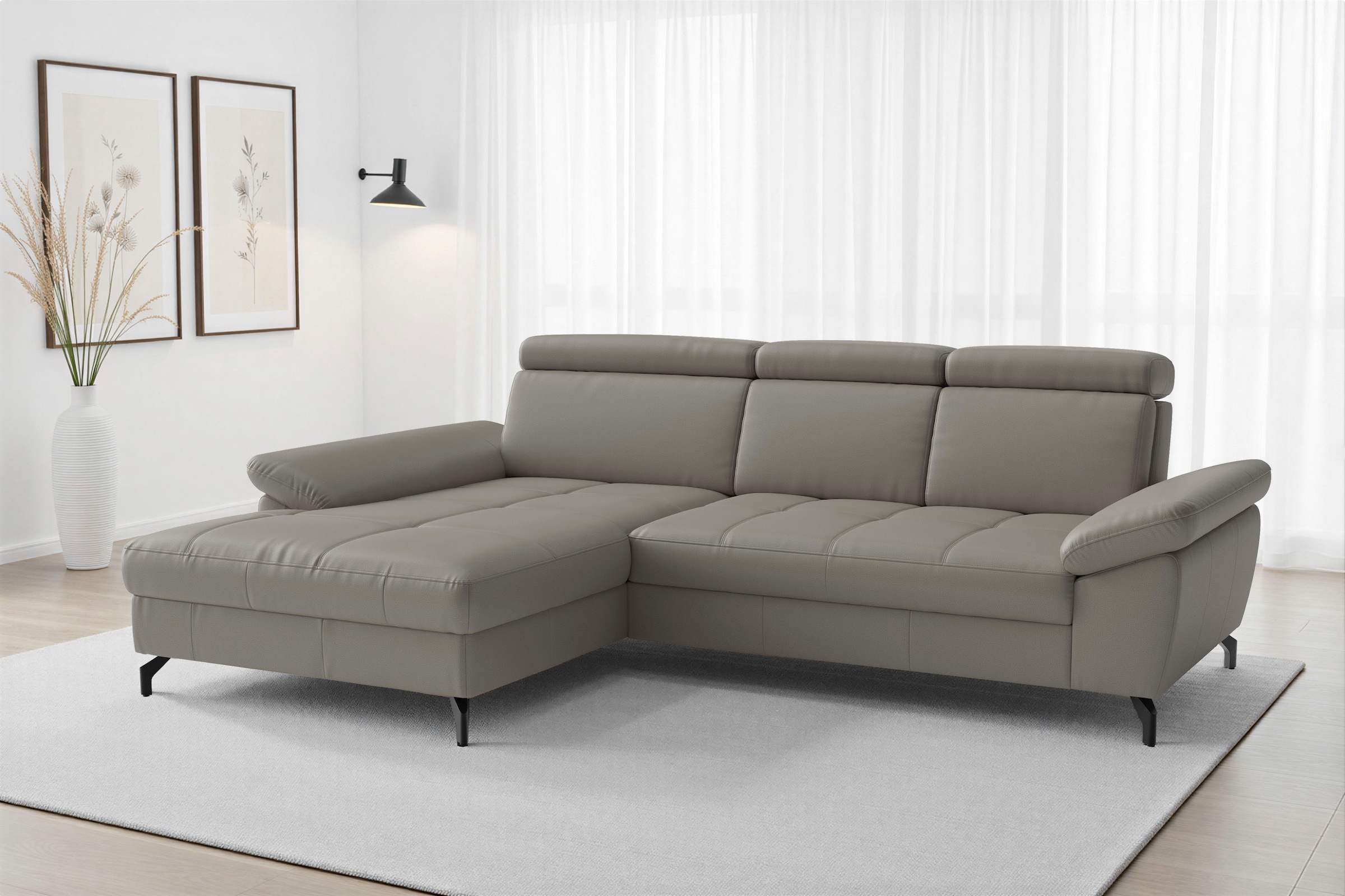 sit&more Ecksofa "Vanity L-Form, Leder, B: 264 cm, mit Sitz-, Kopf u. Armteilverstellung" Couch optional mit Schlaffunktion & Bettkasten, in Leder
