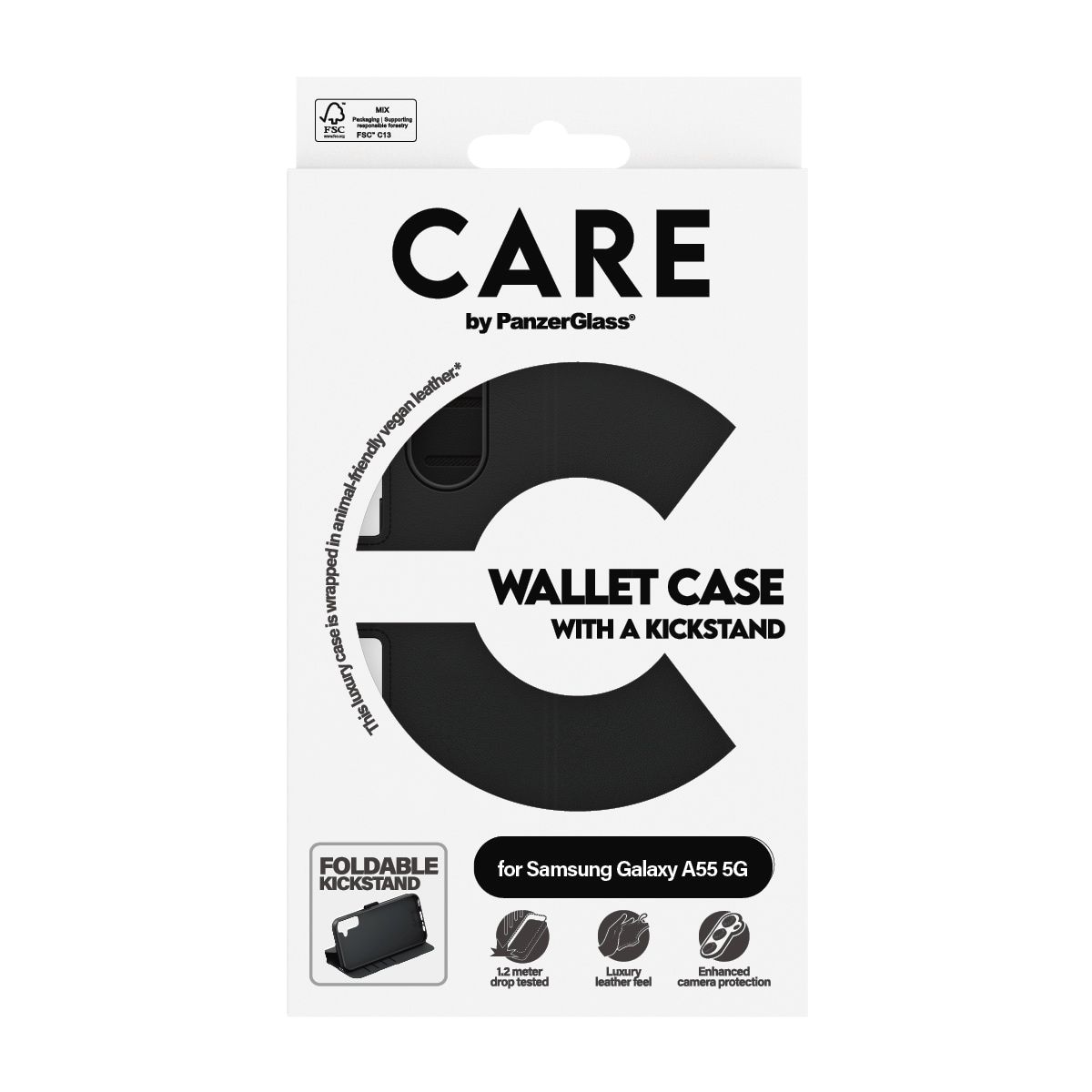 CARE by PanzerGlass Handyhülle »Wallet Case with Kickstand für Samsung Galaxy A55 5G«, Backcover, Schutzhülle, Handyschutzhülle, Case, Schutzcase, stoßfest