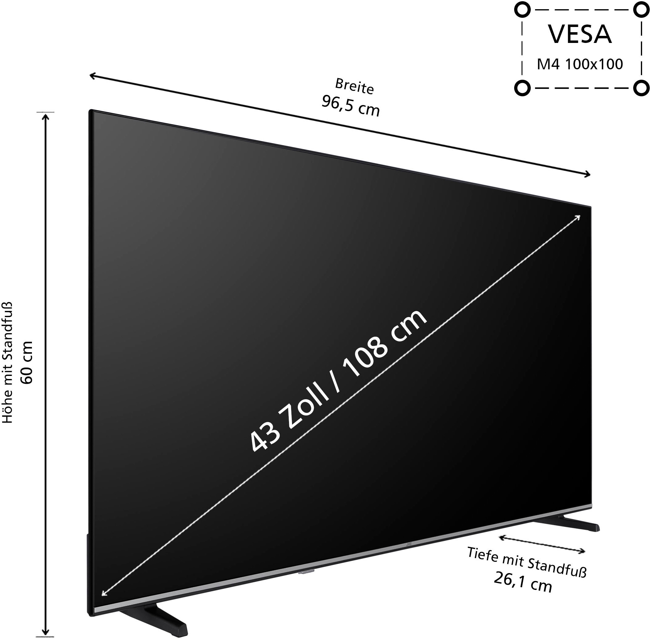 JVC LCD-LED Fernseher »LT-43VDF5455«, Full HD, Smart-TV