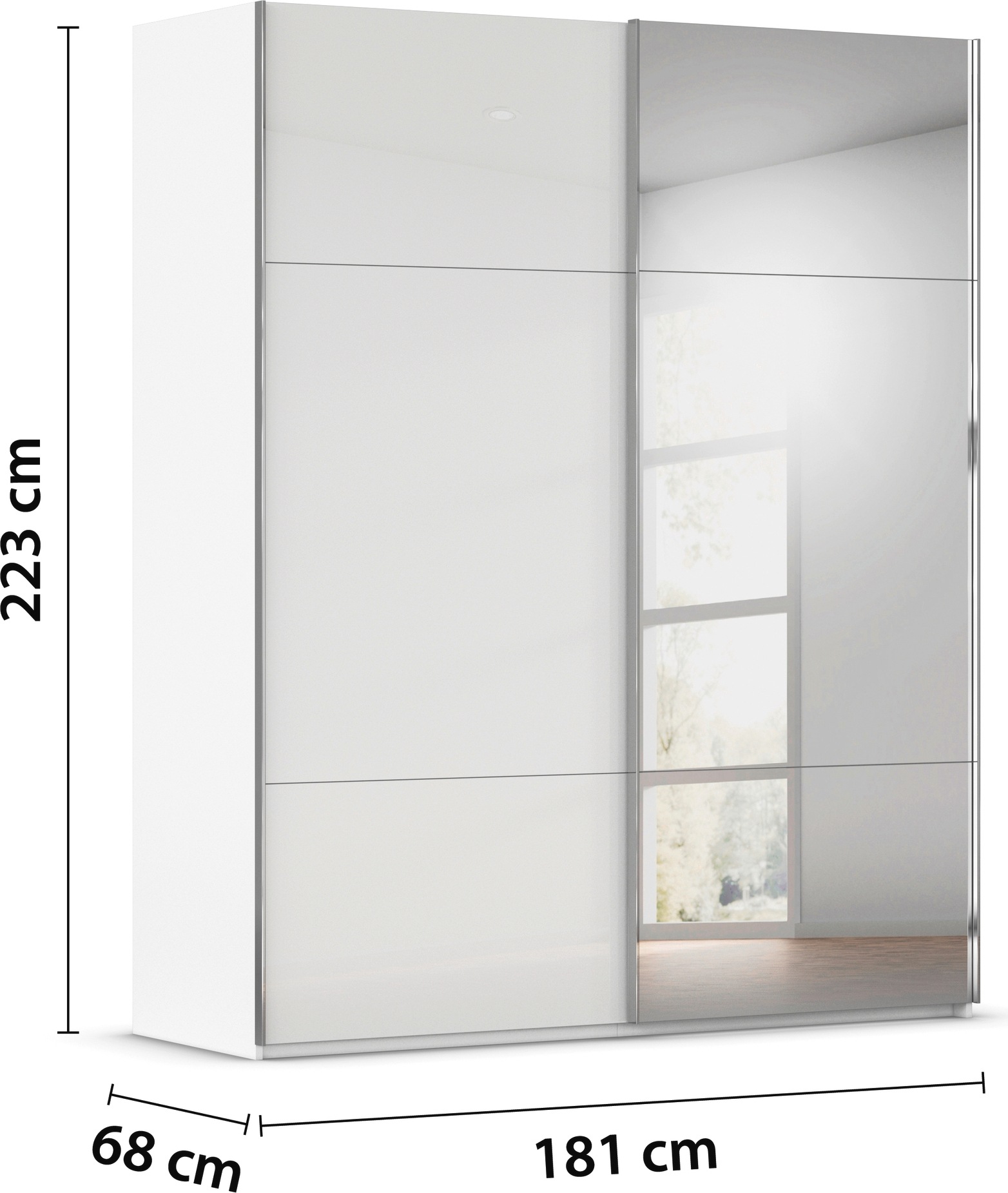 rauch Schwebetürenschrank »Kleiderschrank Schrank Garderobe Schlafzimmerschrank CONTIDO«, (in 3 verschiedenen Ausstattungen BASIC/CLASSIC/PREMIUM), aus hochwertigem Material in 6 Breiten 2 Griff-Farben MADE IN GERMANY