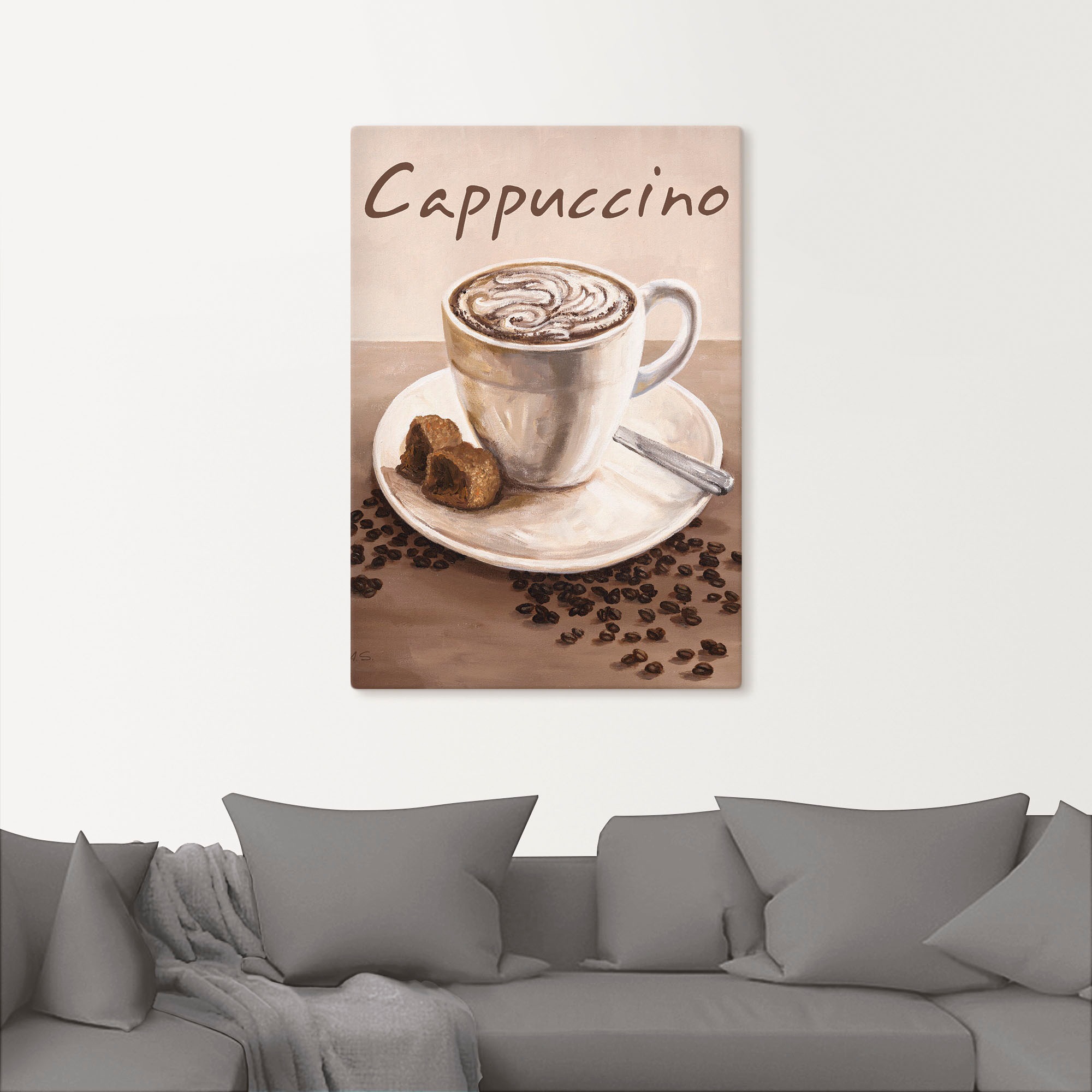 Artland Wandbild "Cappuccino - Kaffee" Kaffee Bilder 1 Stk. tlg. als Leinwa günstig online kaufen