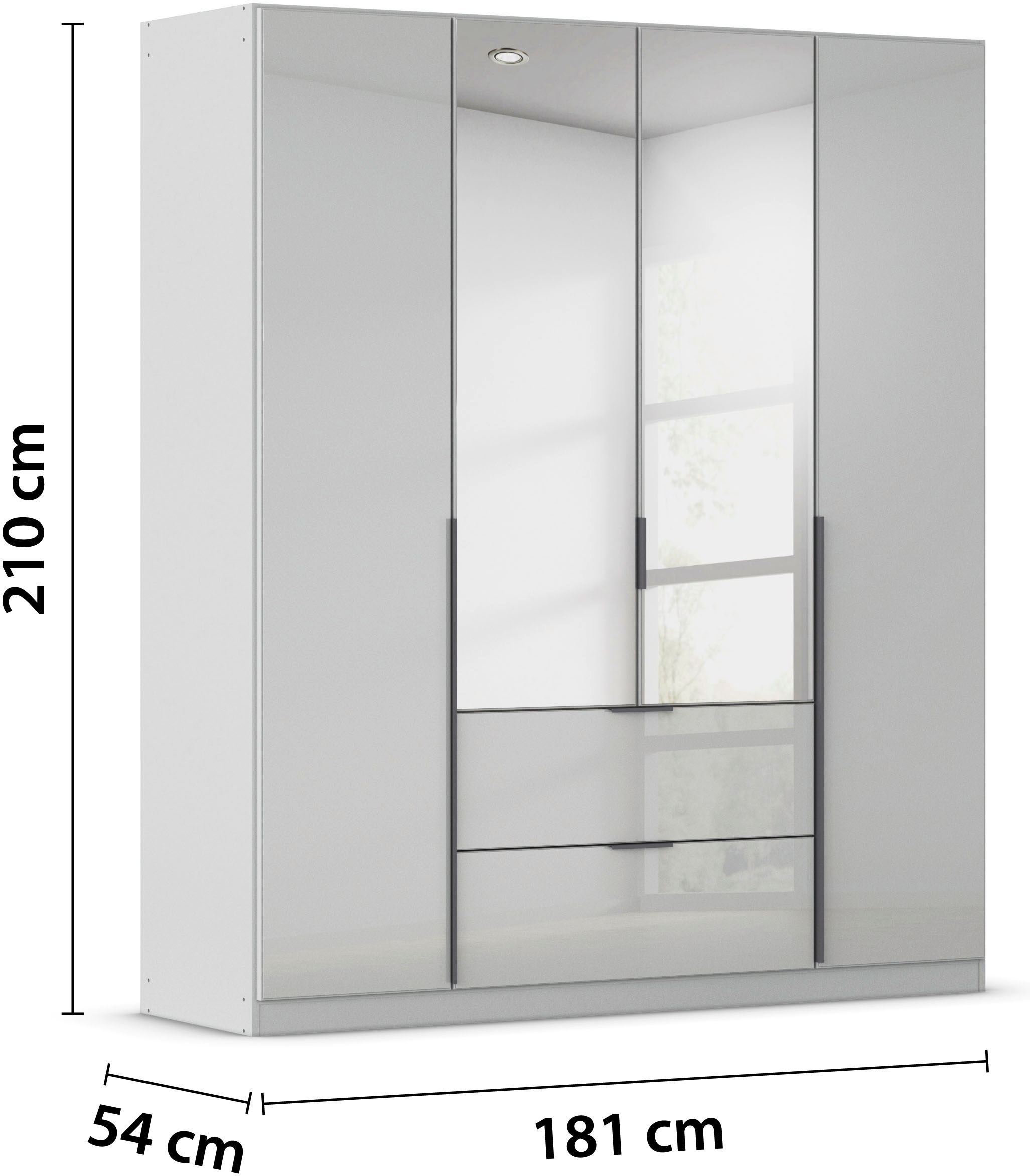 rauch Drehtürenschrank »Kleiderschrank Kleiderschränke Schrank Garderobe AGORDO mit Glasfront«, (in zwei Griff-Farben mit Glasfront), mit Außenschubkästen, in 6 Breiten und 2 Höhen MADE IN GERMANY