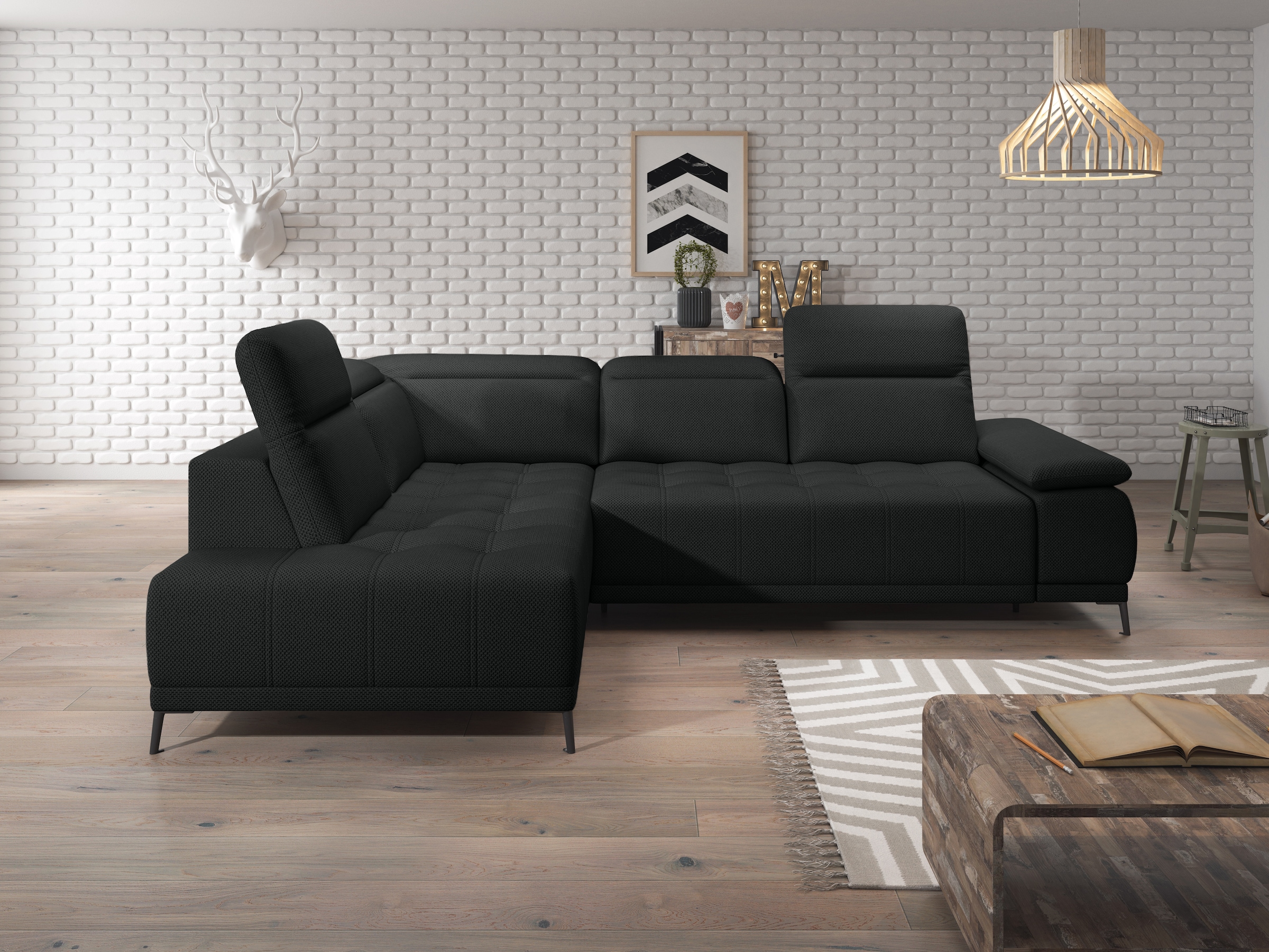 WERK2 Ecksofa "Focus-L, elektrisch erweiterbare Sitztiefe um ca. 30 cm, L-F günstig online kaufen