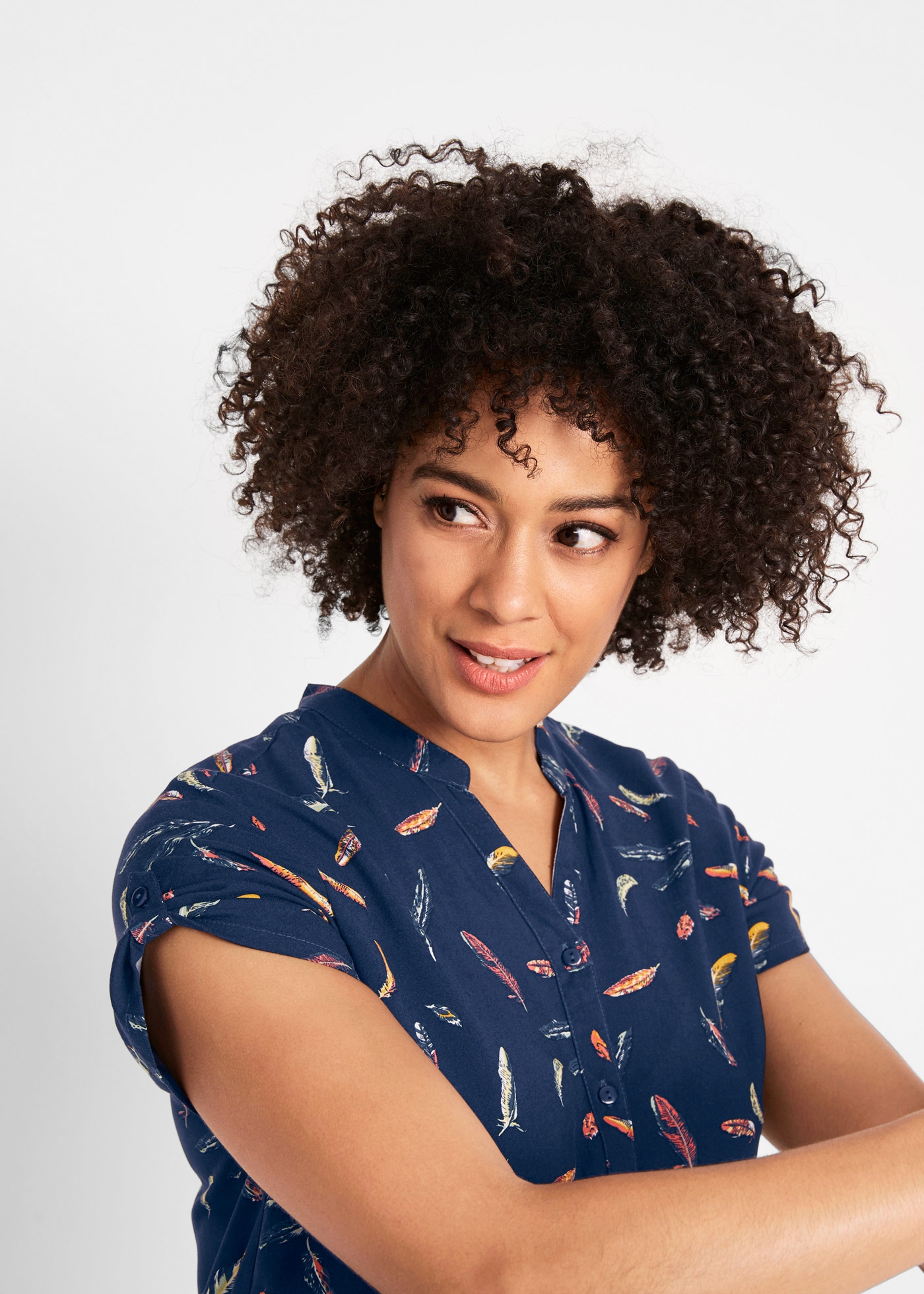 bonprix Kurzarmbluse lockere Passform, für Sommermode und Casualmode, aus Viskose