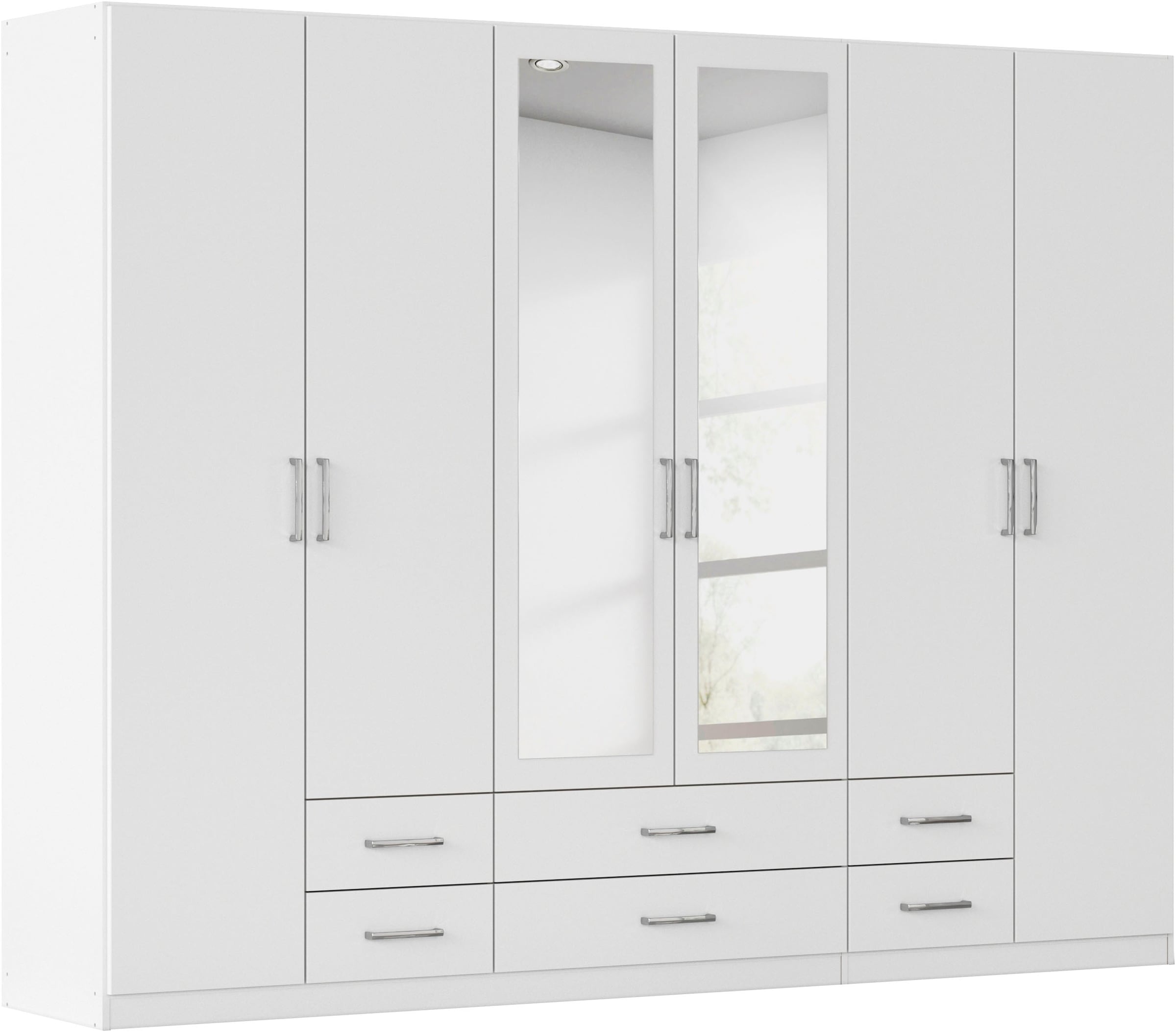 rauch Kleiderschrank "Schrank Garderobe Ankleide GAMMA Breiten 91/136/181/226/271/315/360 cm" in 3 Ausstattungen BASIC/CLASSIC/PREMIUM (inkl. SOFT-CLOSE-Funktion), verschiedene Griff-Varianten, mit Spiegel TOPSELLER MADE IN GERMANY