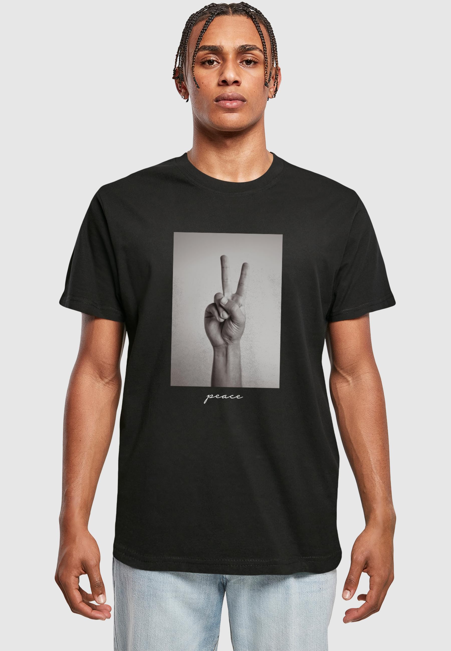 Thumbnail - MisterTee T-Shirt "MisterTee Herren Peace Sign Tee", (1 tlg.)