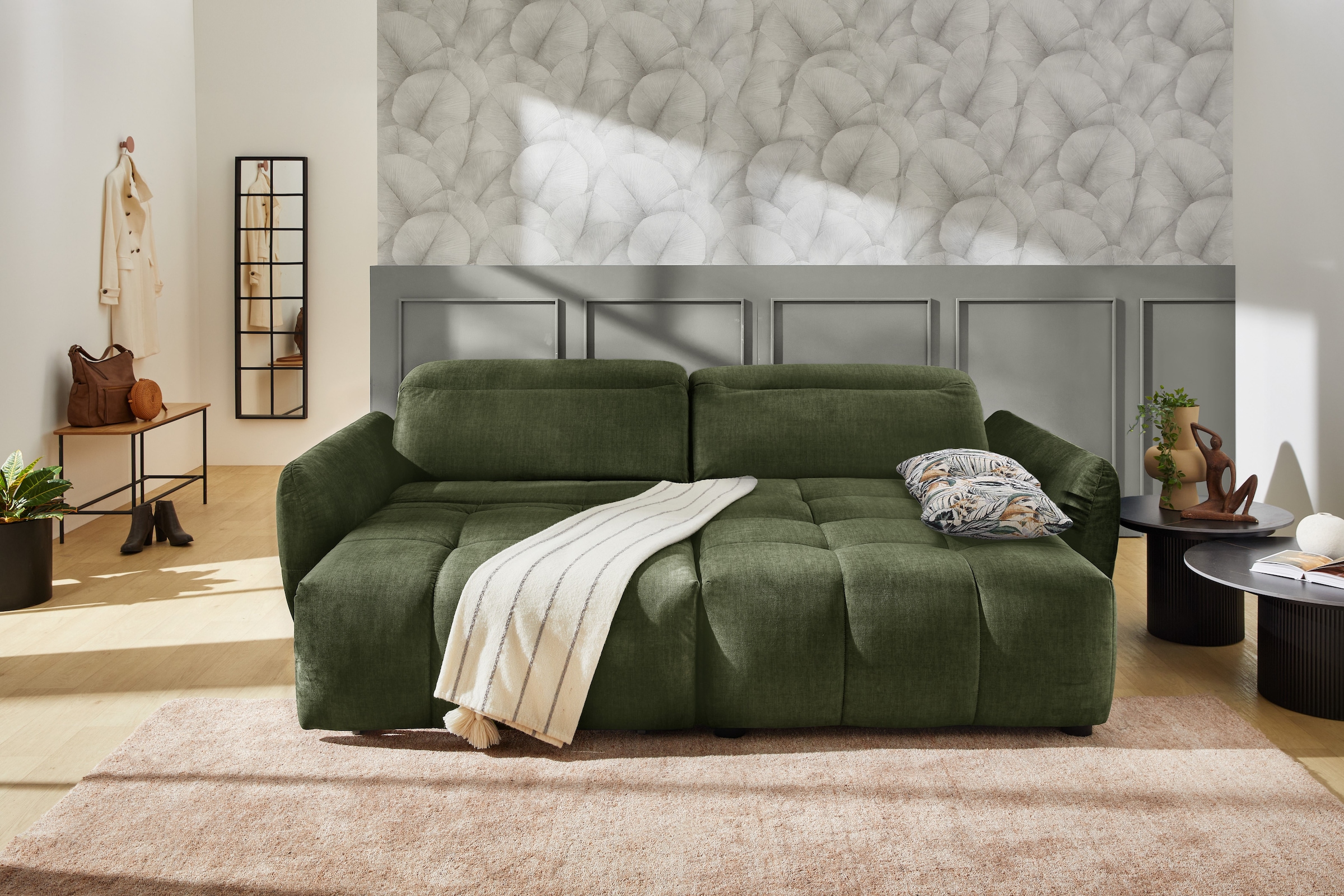 Jockenhöfer Gruppe Ecksofa »Zoom, L-Form, 140kg Belastbarkeit je Sitzplatz«, 60cm elektromotorische Sitztiefenverstellung,USB-Ladeports,Kopfstützen
