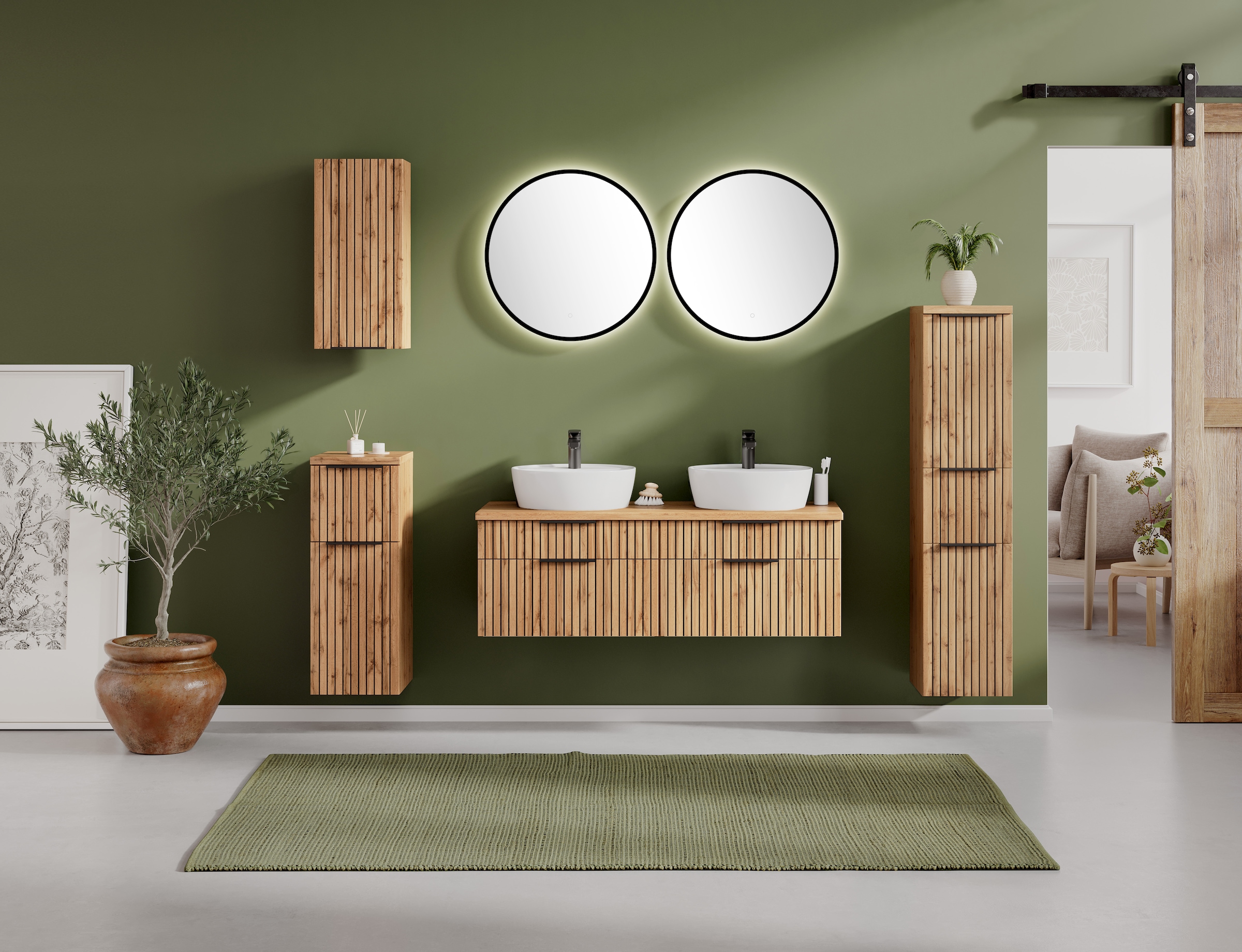 welltime Badmöbel-Set »Welltime, Carlton Waschtisch-Set, 80 oder 120 cm, gestreift«, (3 St.)