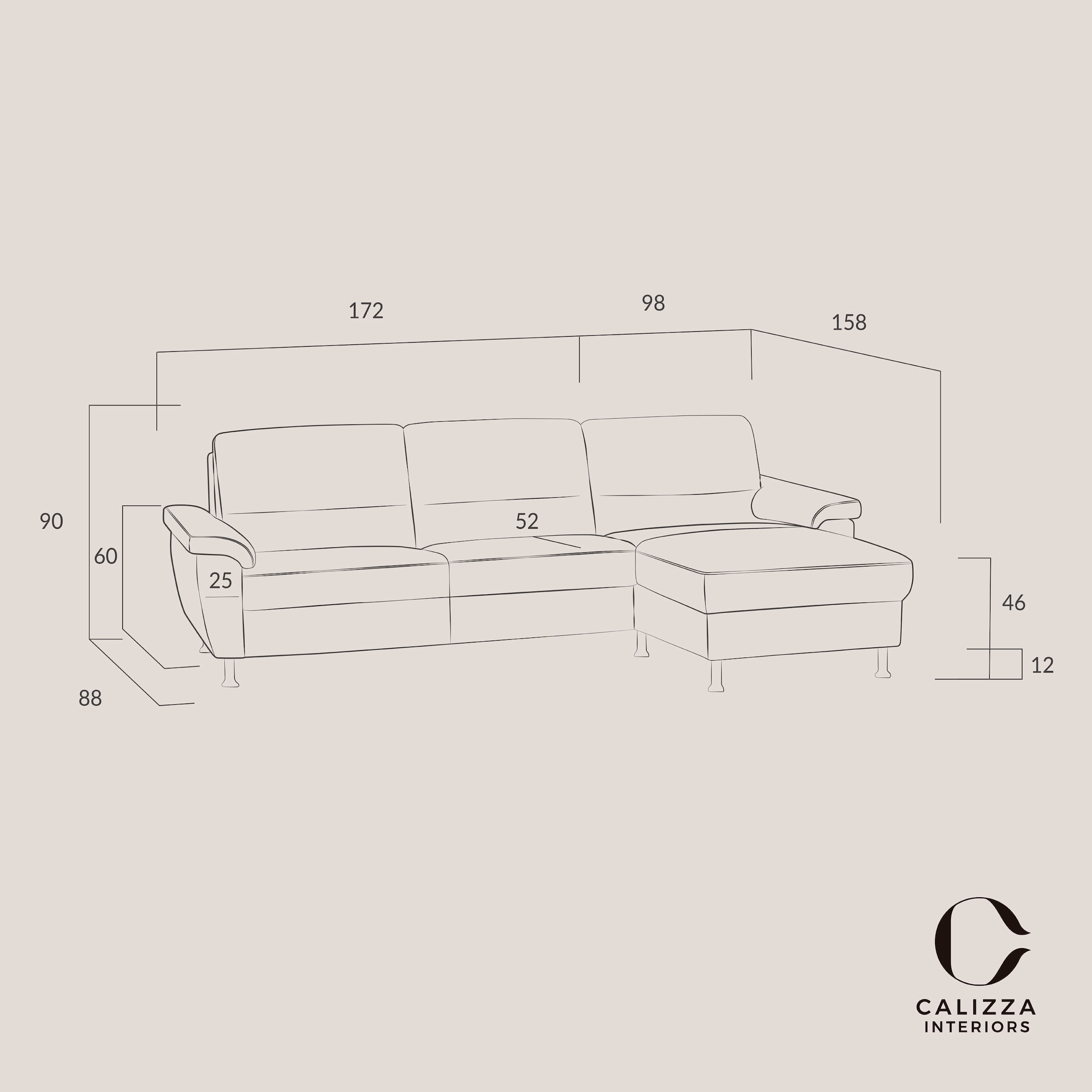 CALIZZA INTERIORS Ecksofa »Onyx L-Form«, Recamiere links oder rechts, wahlweise mit Bettfunktion, Breite 270 cm